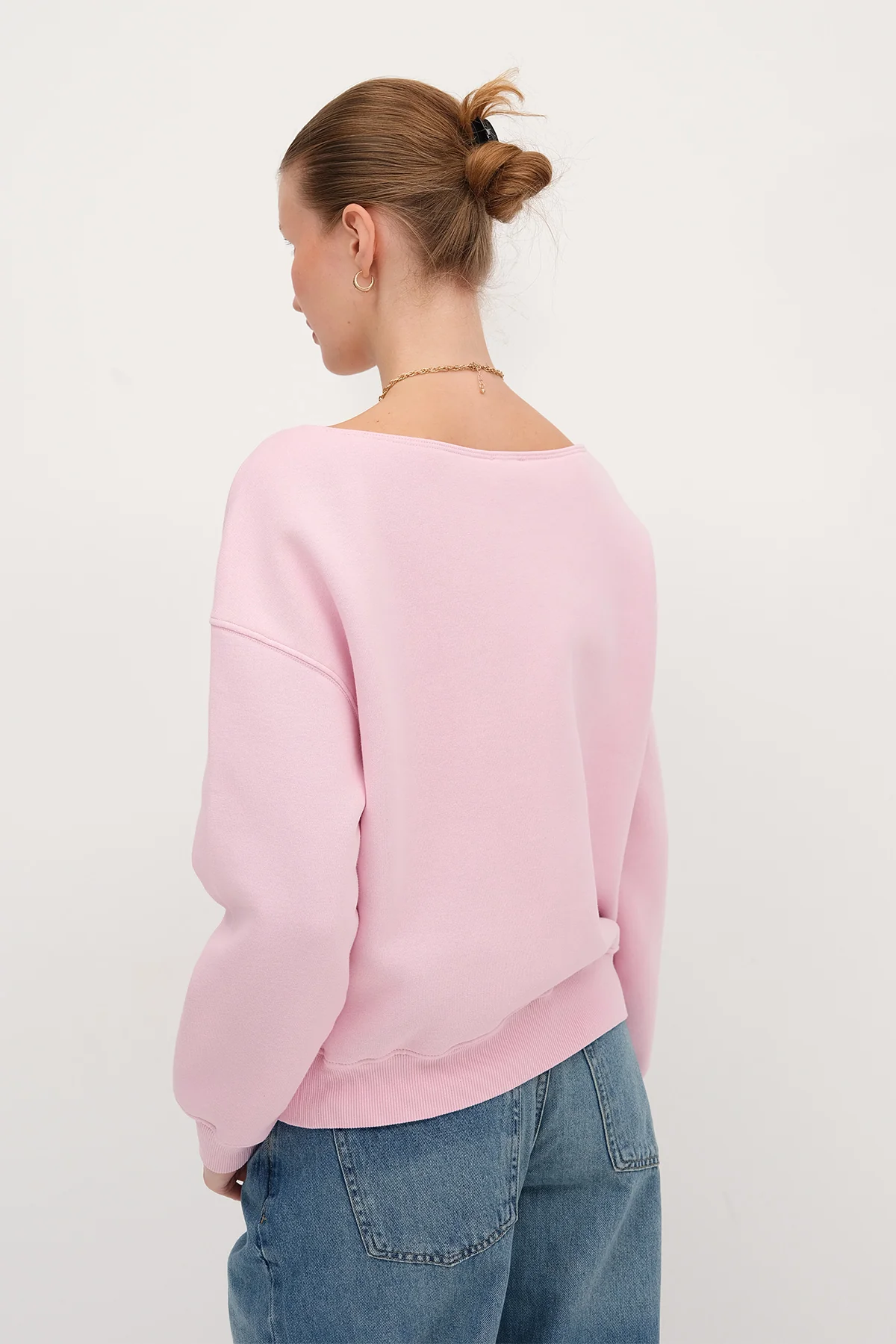 Boat Neck Fleece-Lined Sweatshirt - Image 29