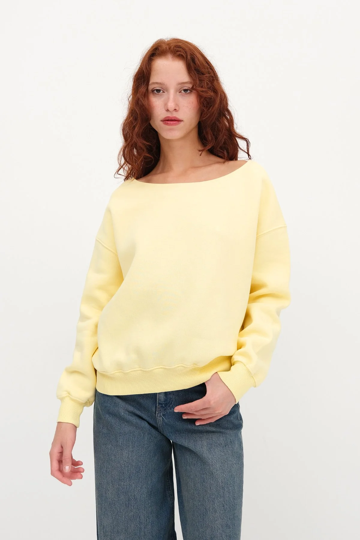 Boat Neck Fleece-Lined Sweatshirt - Image 37