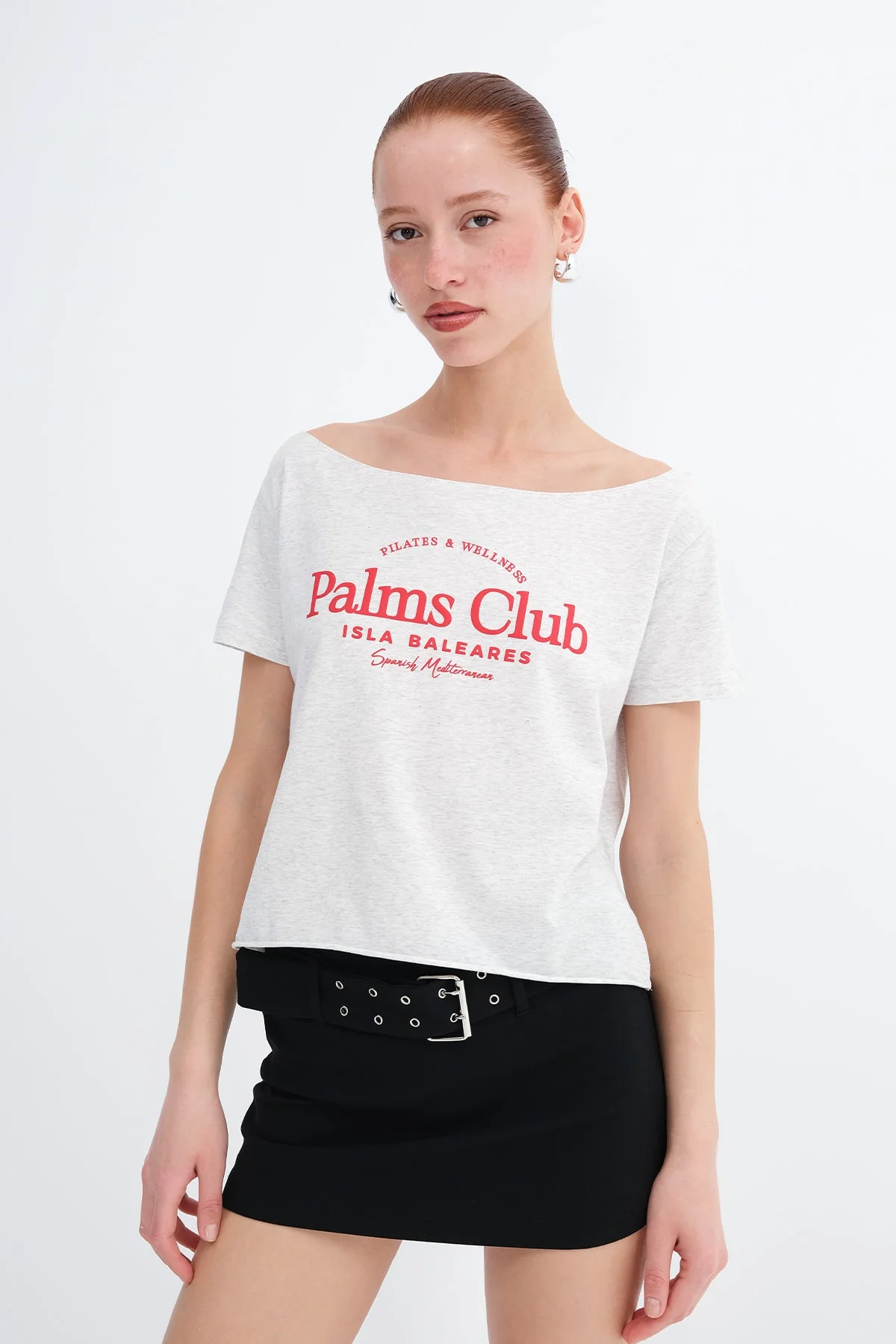 Boat Neck Slogan Printed T-shirt - Image 3