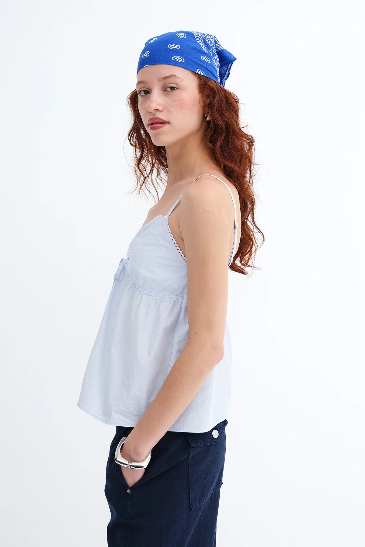 Bow Detail Blouse with Broderie Trim - Image 6