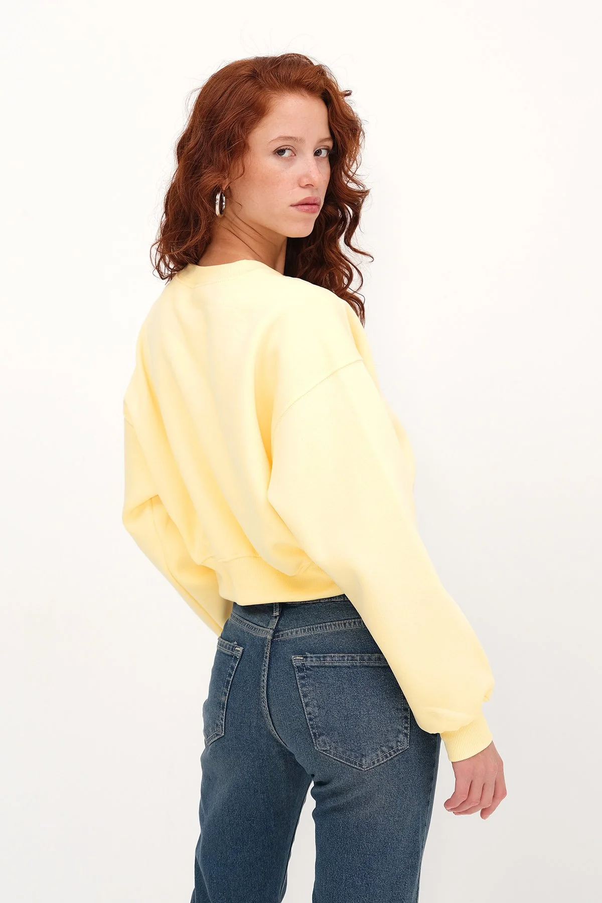 Brushed Crew Neck Basic Sweatshirt - Image 34