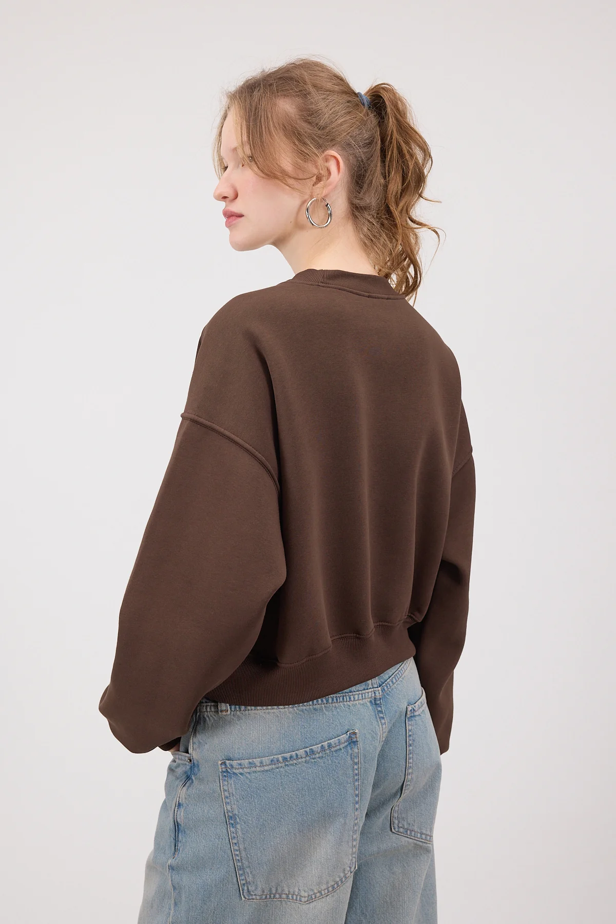 Brushed Crew Neck Basic Sweatshirt - Image 8