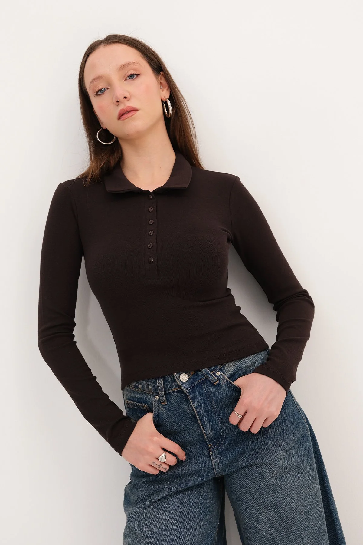 Buttoned Polo Blouse - Image 13