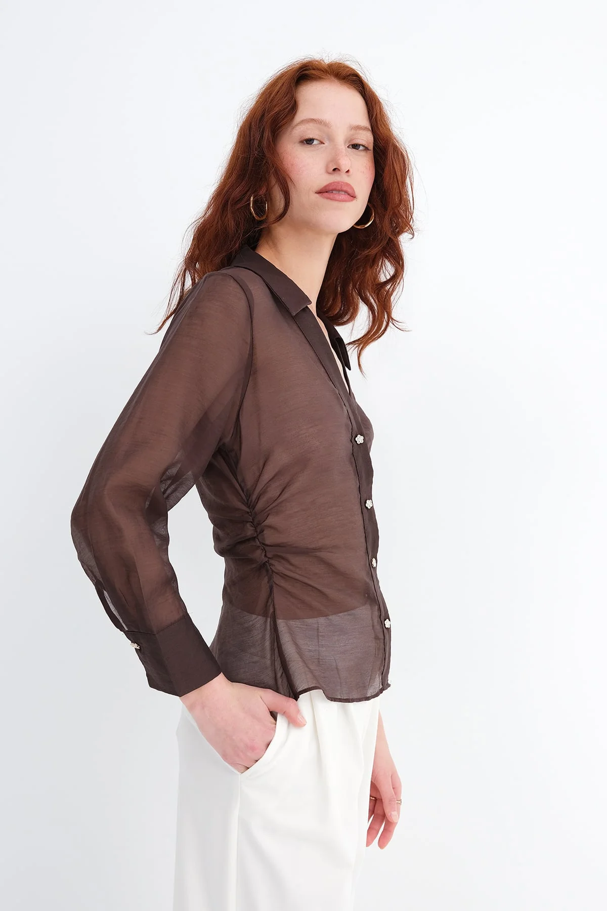Buttoned Sheer Shirt - Image 13