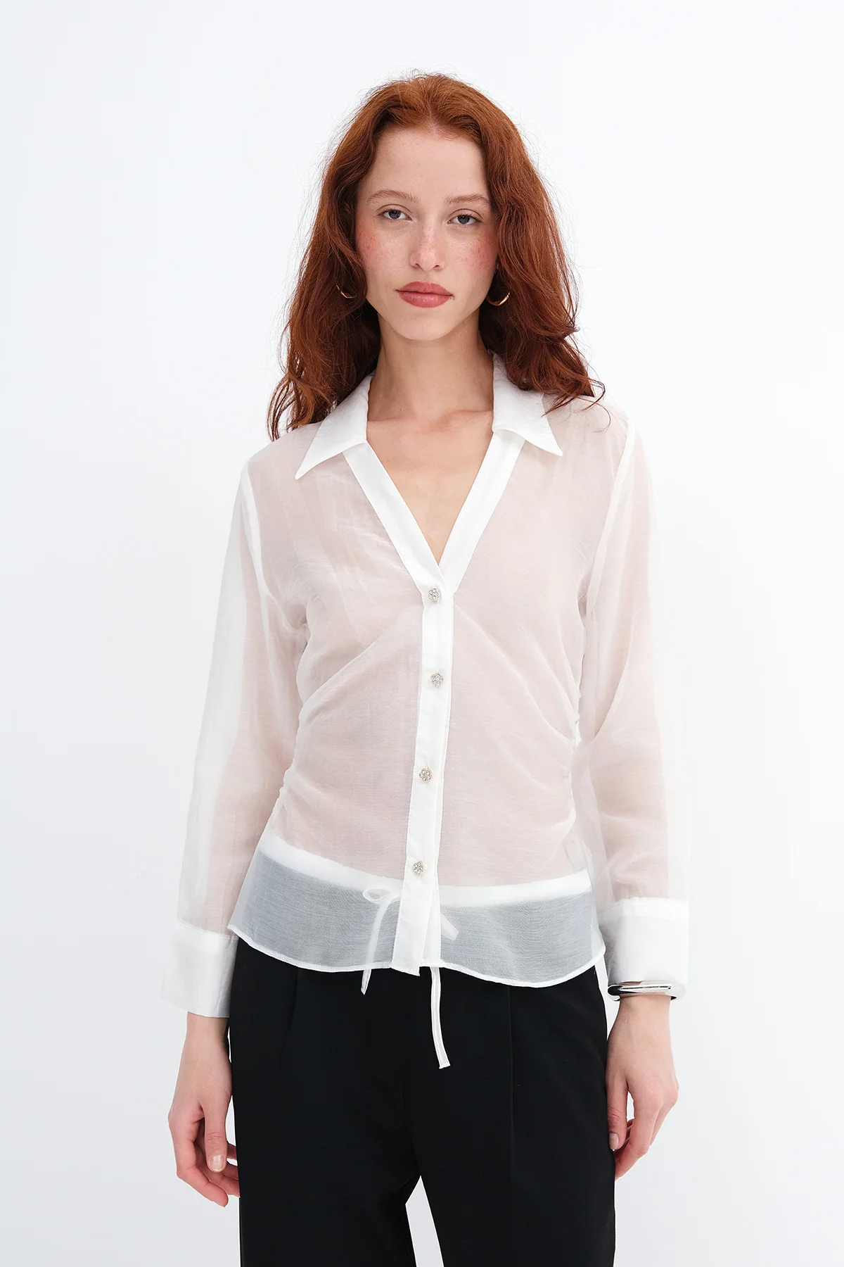 Buttoned Sheer Shirt - Image 7
