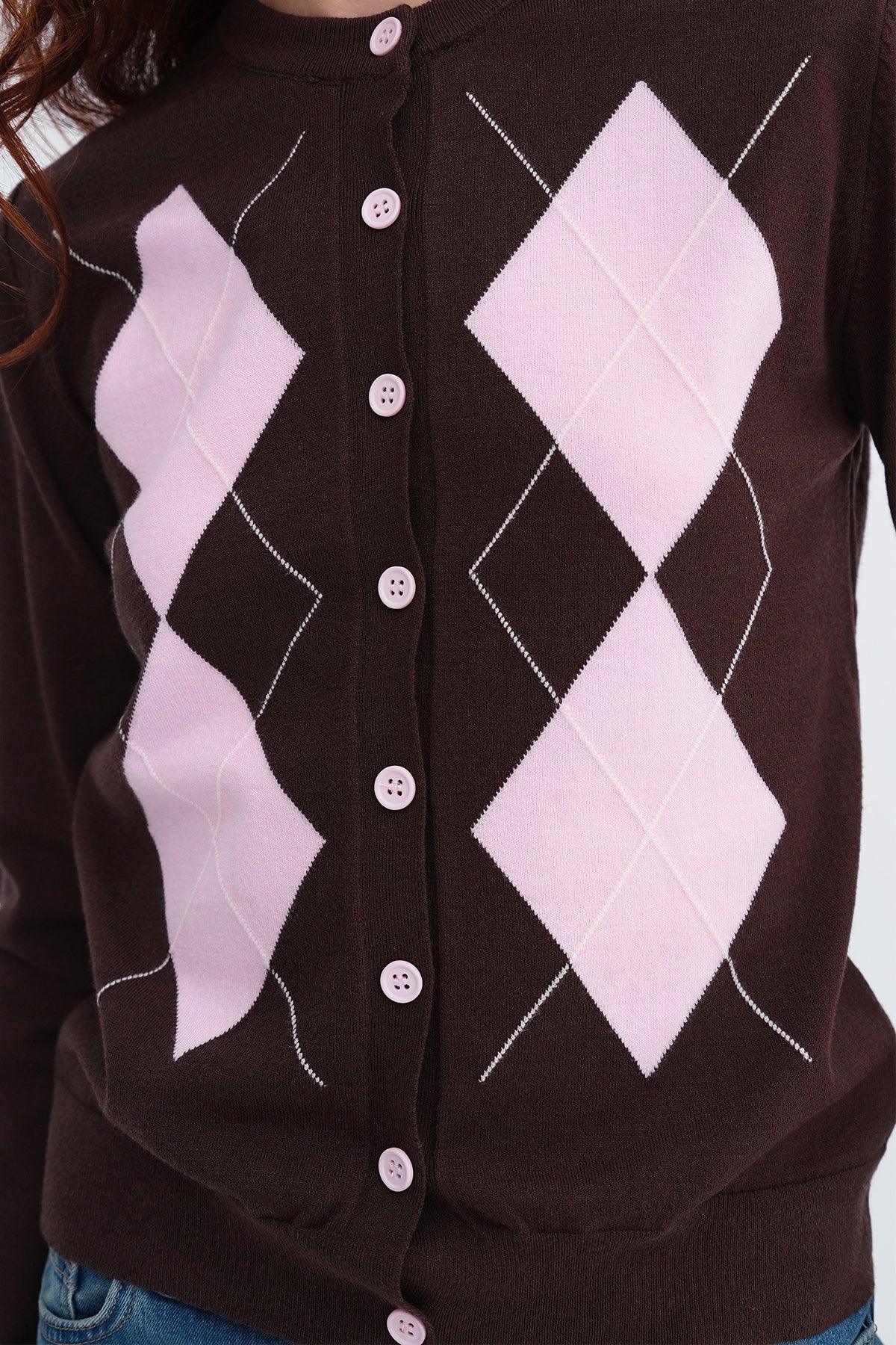 Diamond Pattern Knit Cardigan - Image 10