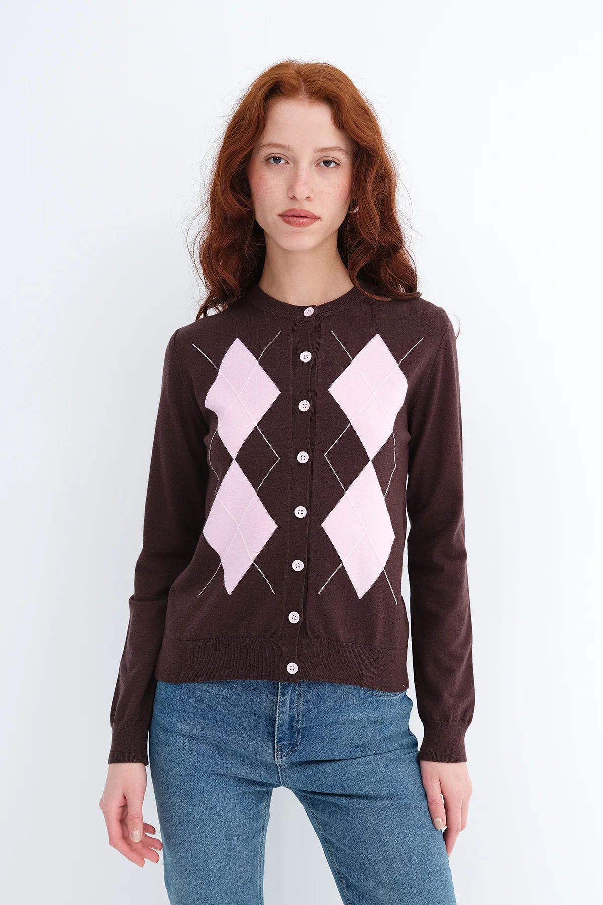 Diamond Pattern Knit Cardigan - Image 12