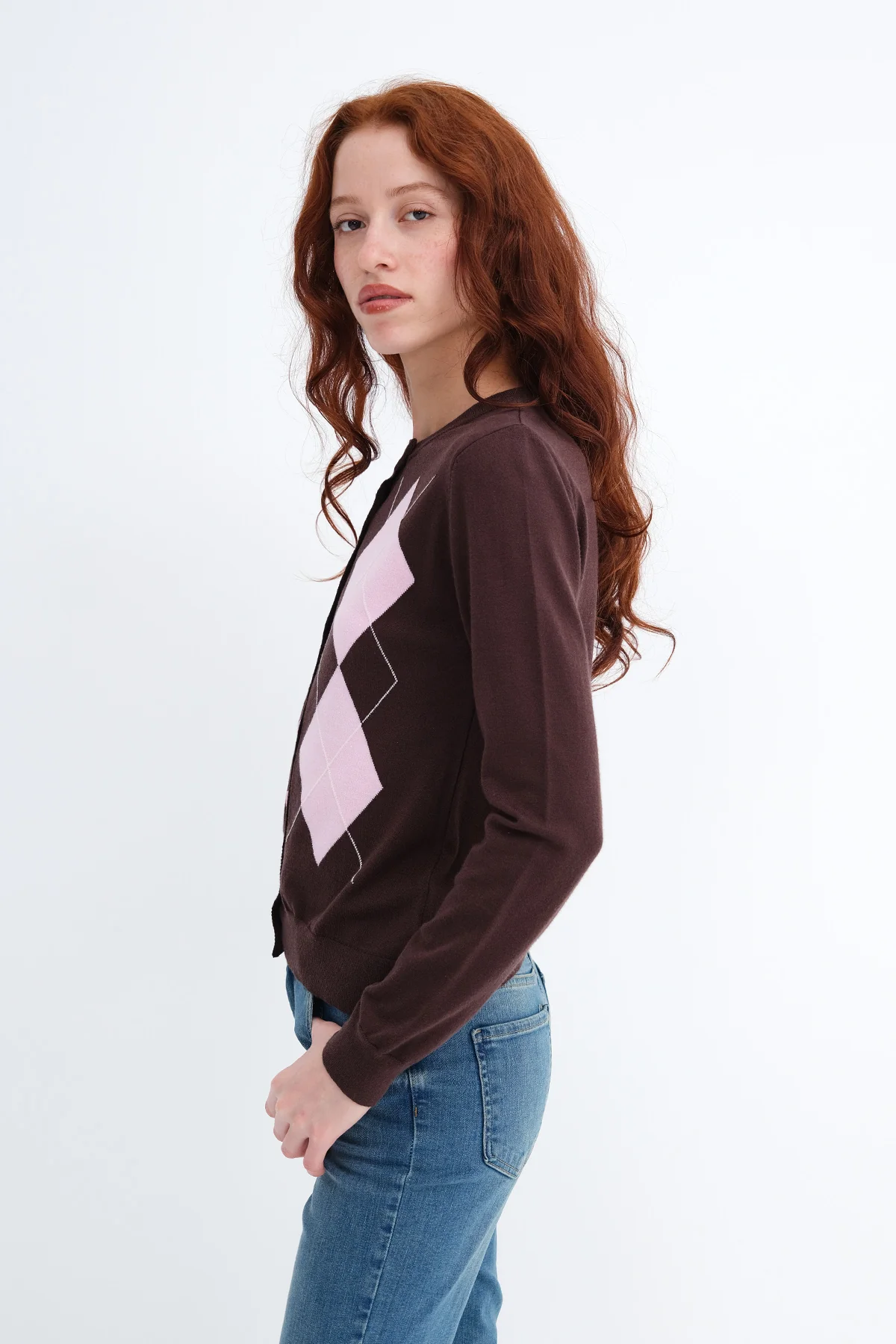 Diamond Pattern Knit Cardigan - Image 8