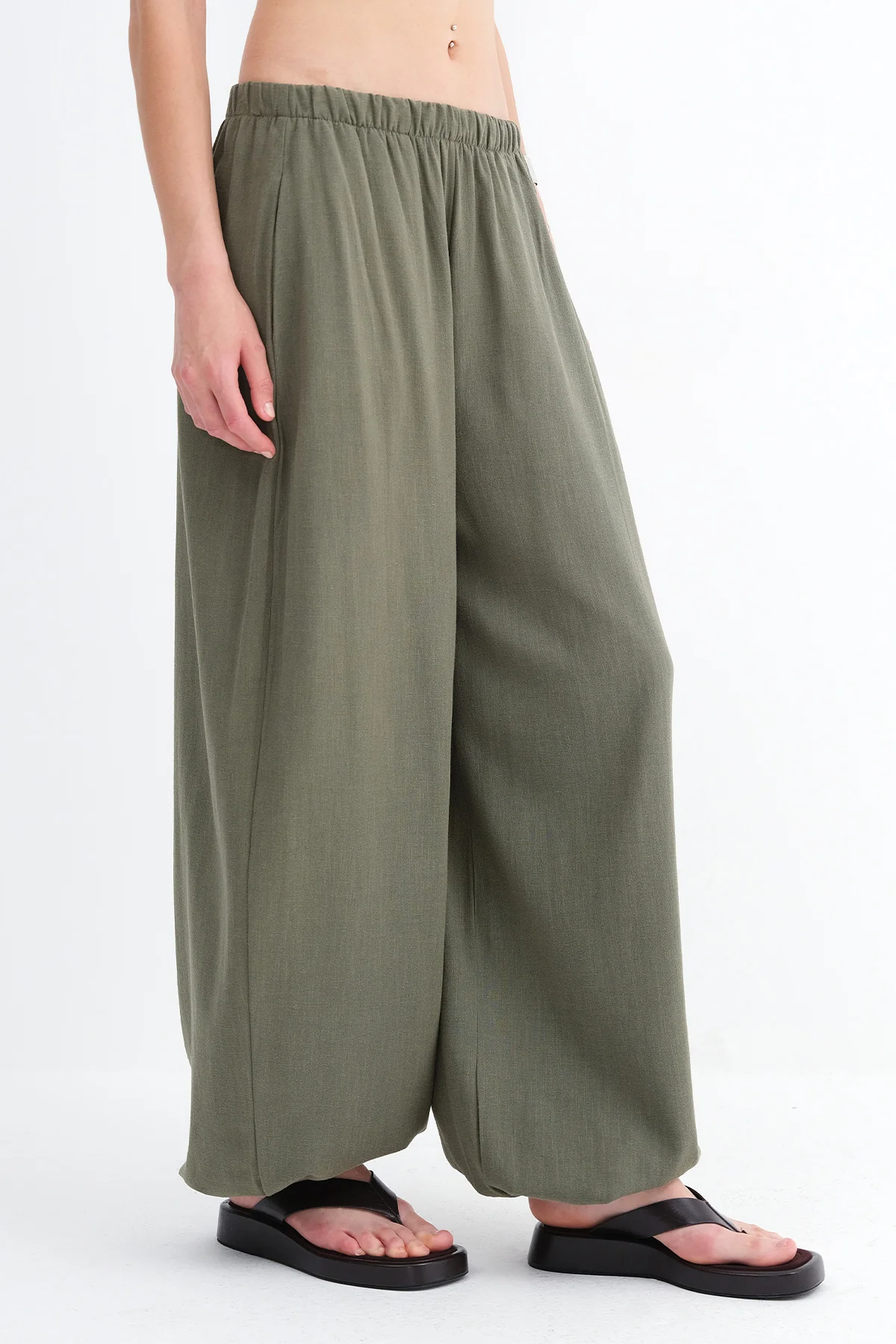 Elastic Waist Linen Trousers - Image 7
