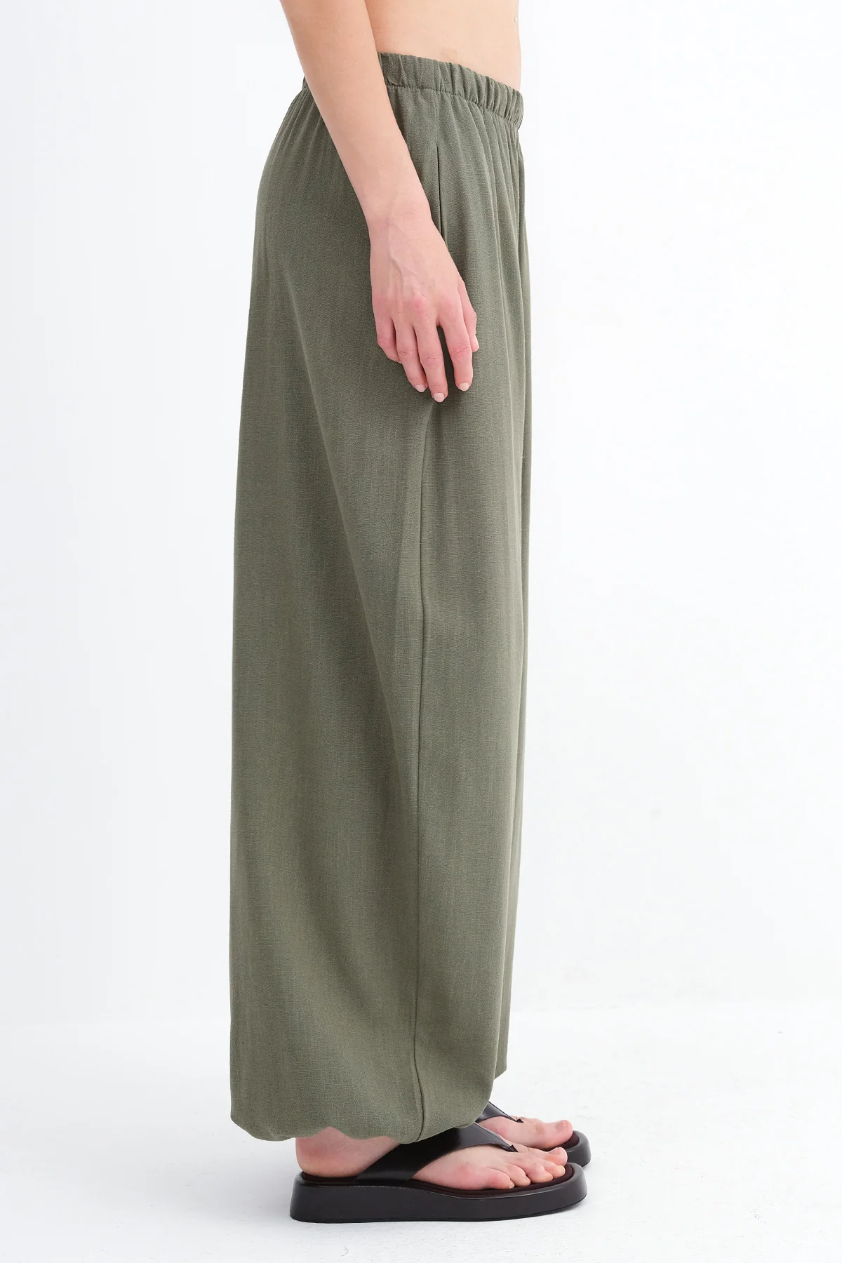 Elastic Waist Linen Trousers - Image 9