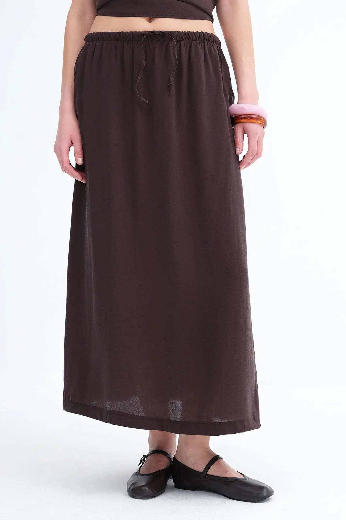 Elastic Waist Long Skirt - Image 10