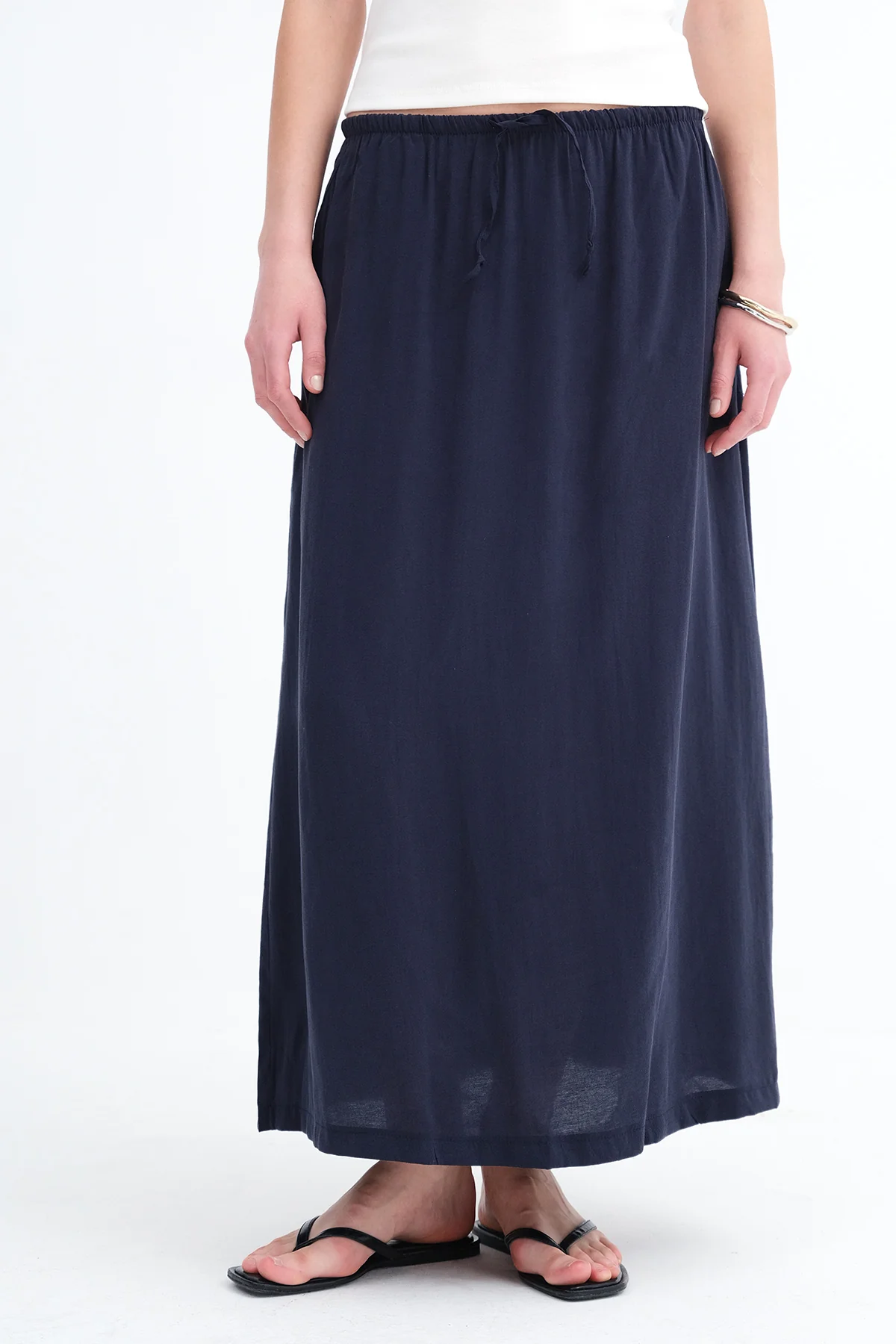 Elastic Waist Long Skirt - Image 13