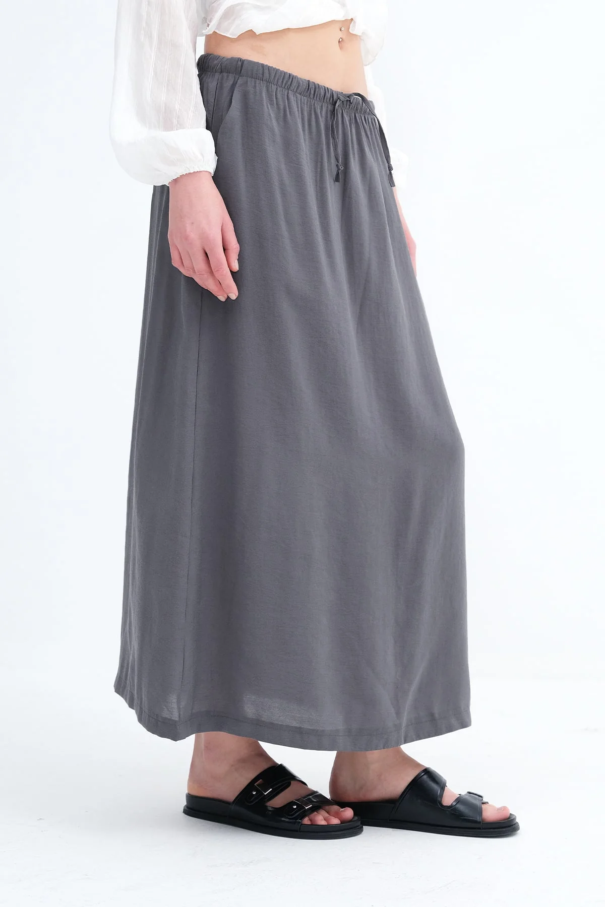 Elastic Waist Long Skirt - Image 18