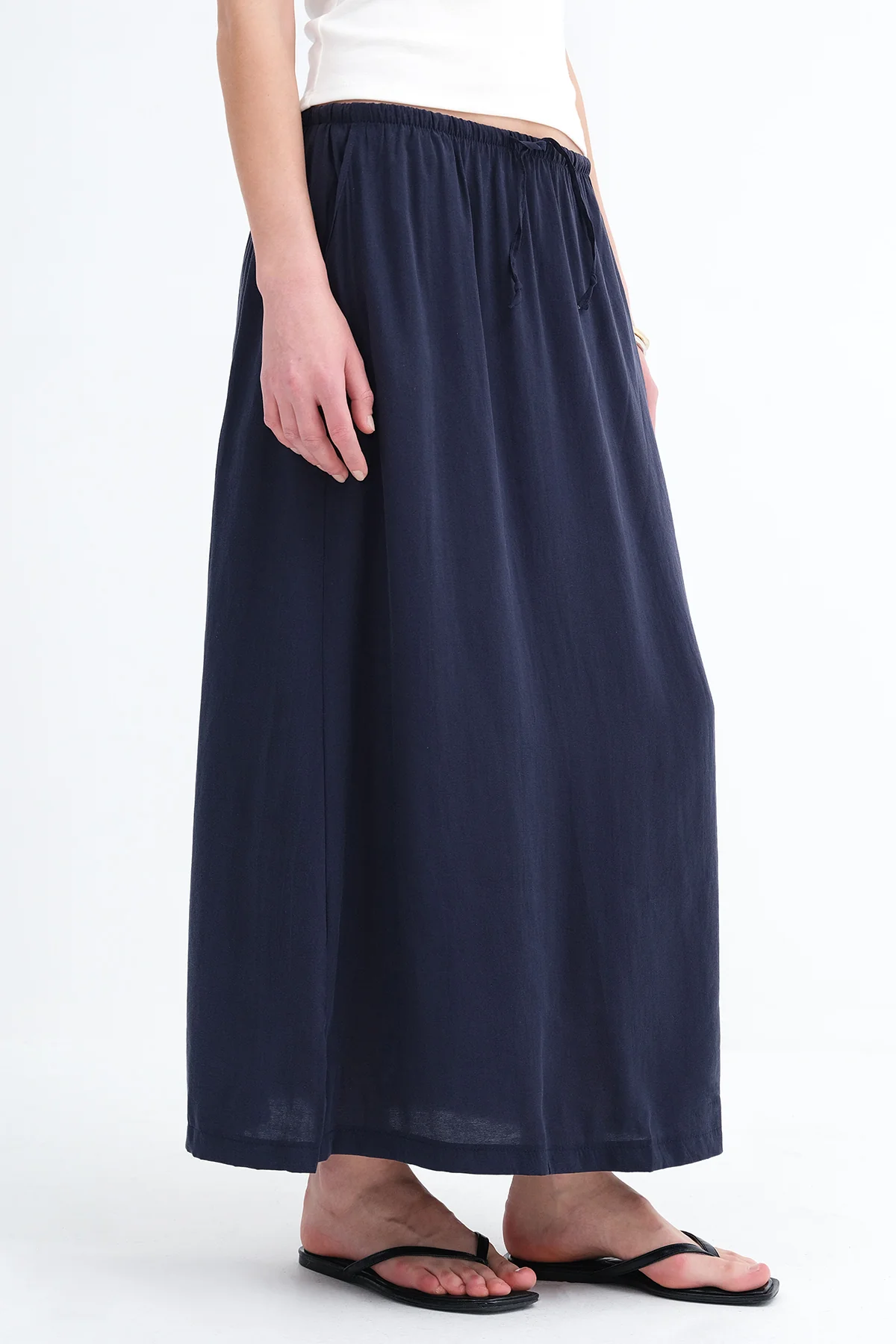 Elastic Waist Long Skirt - Image 19