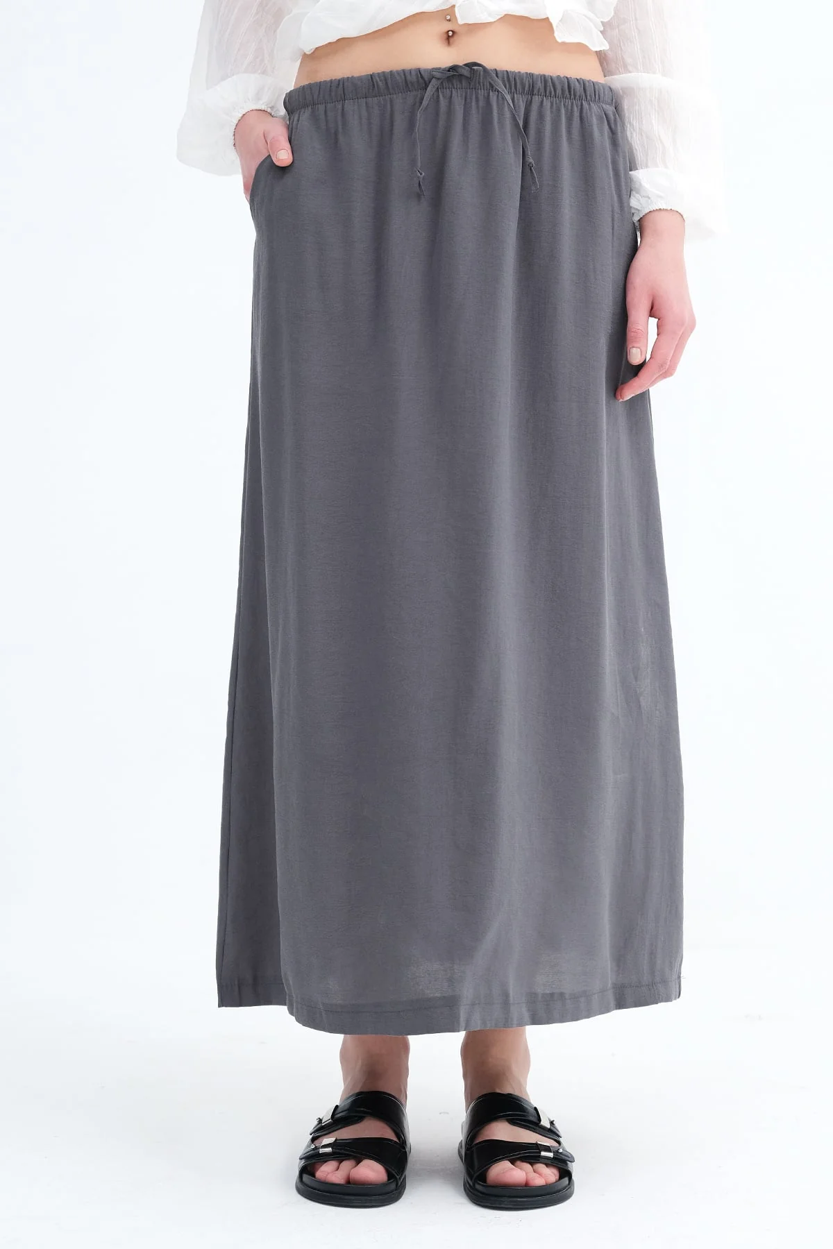 Elastic Waist Long Skirt - Image 20