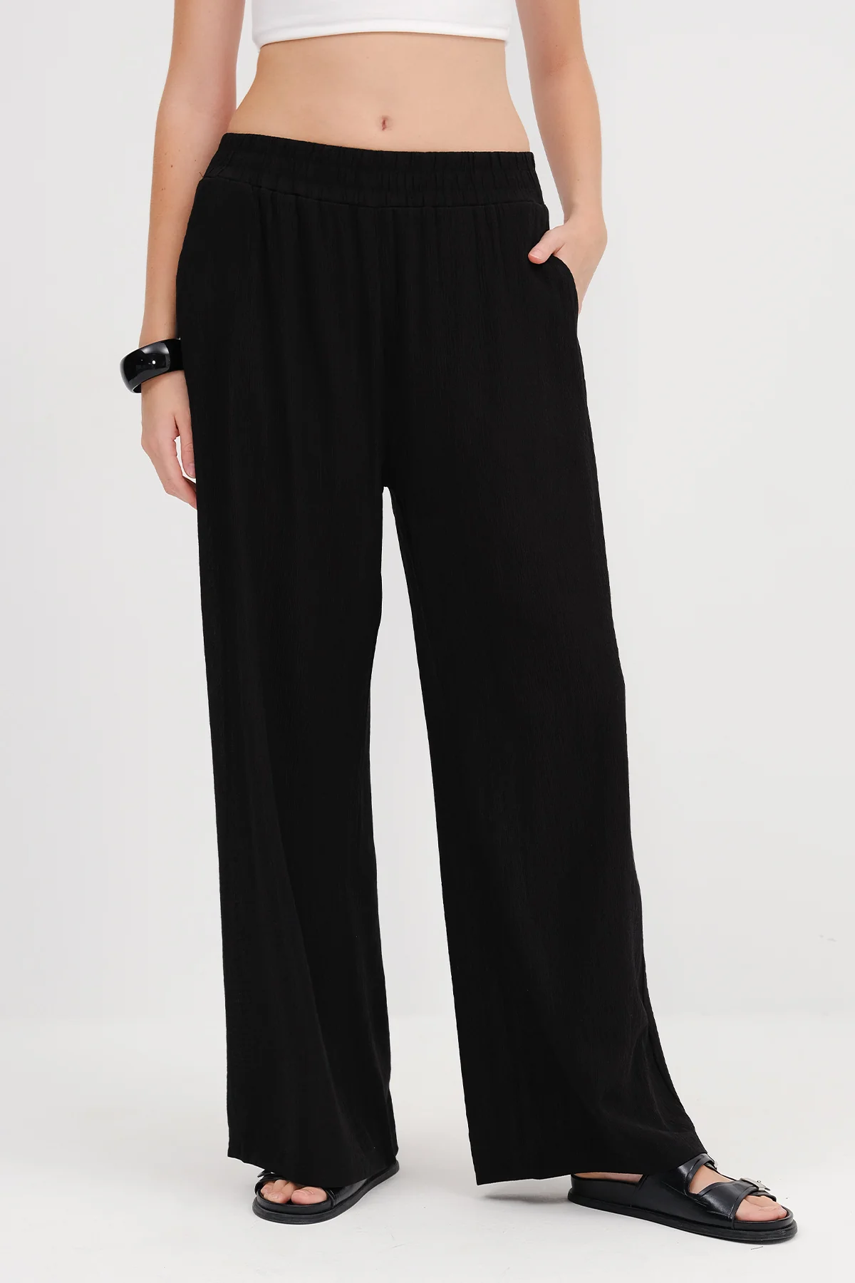 Elastic Waist Wide Leg Trousers - Image 13