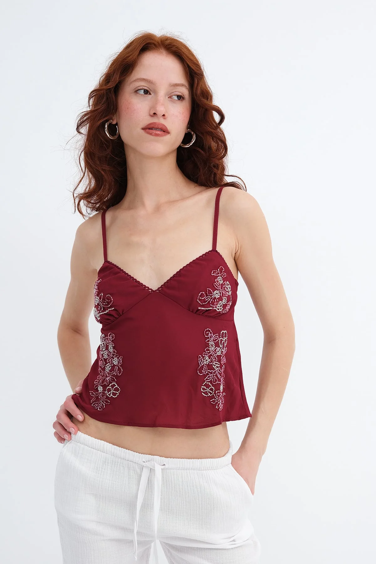 Embroidered Blouse with Adjustable Straps - Image 3
