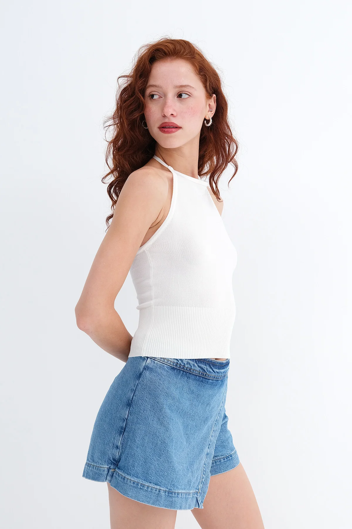 Halter Neck Knit Tank Top - Image 3