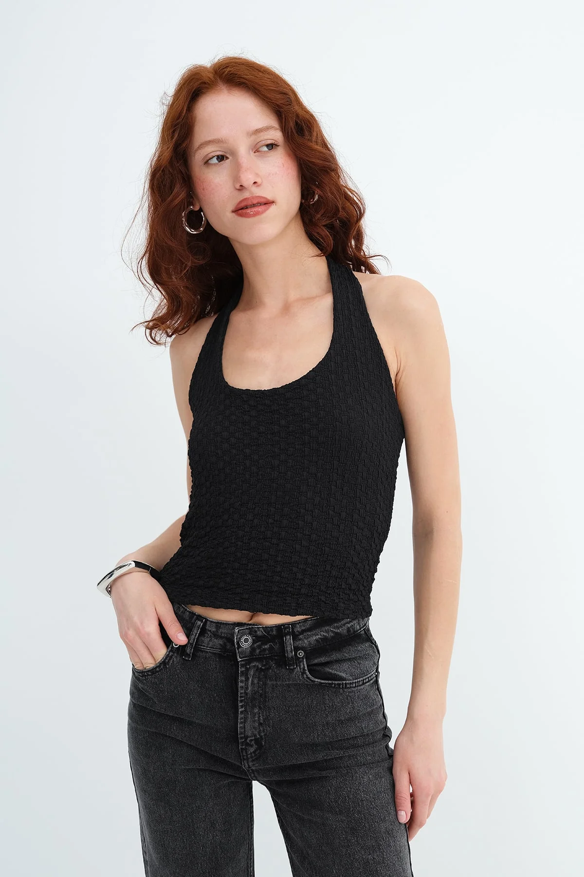 Halter Neck Textured Blouse - Image 20