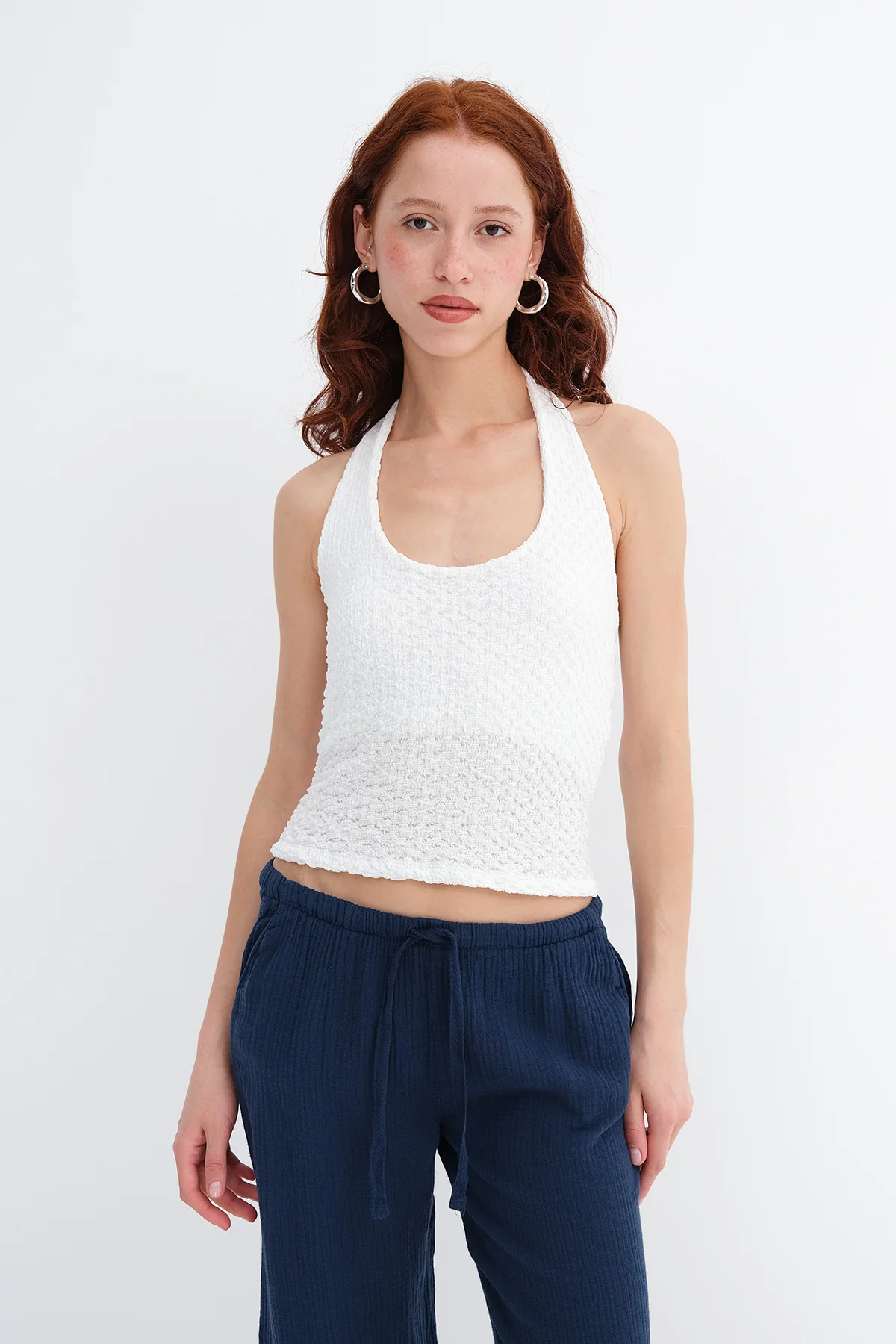 Halter Neck Textured Blouse - Image 3