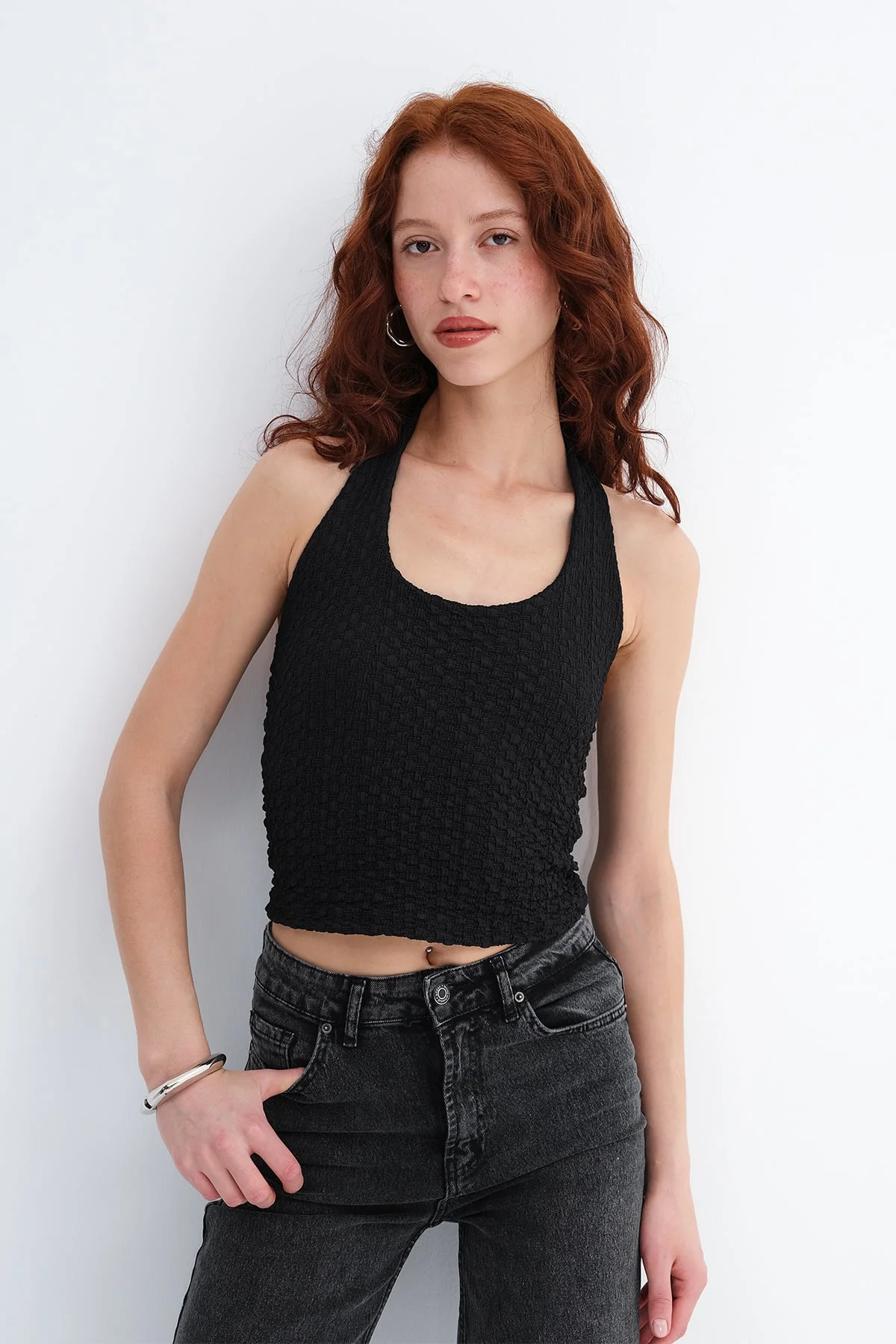 Halter Neck Textured Blouse - Image 8
