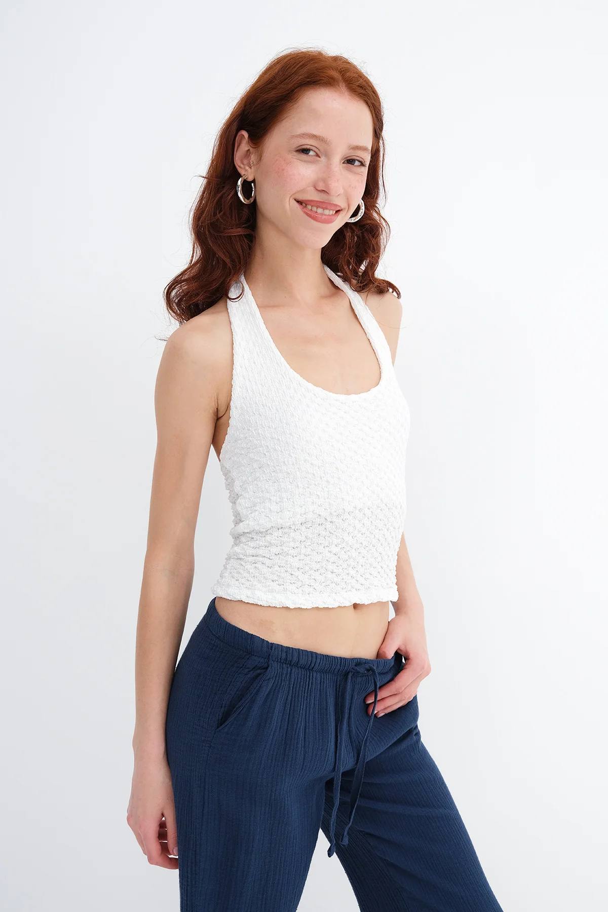 Halter Neck Textured Blouse - Image 9
