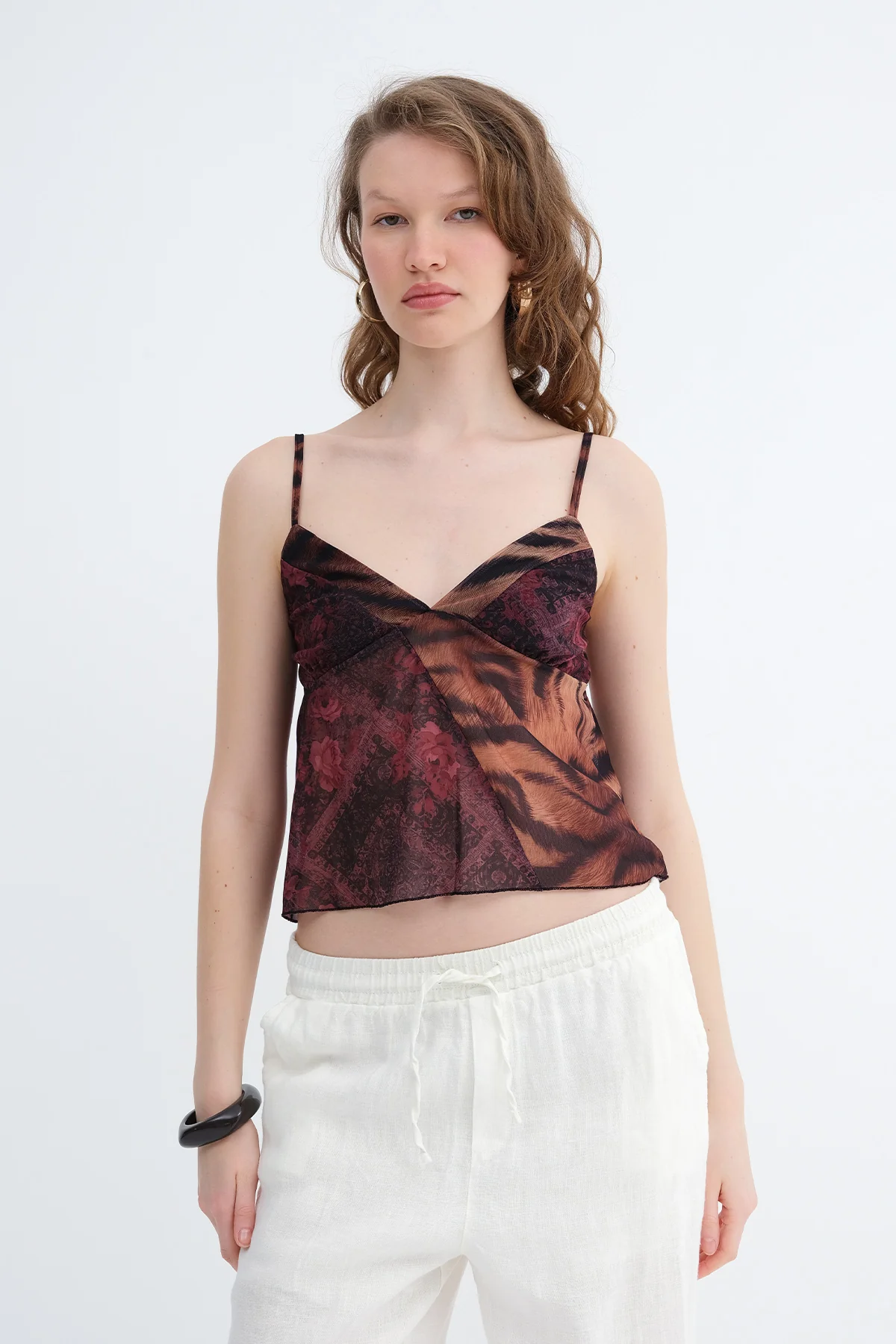 Patterned Strappy Blouse - Image 4