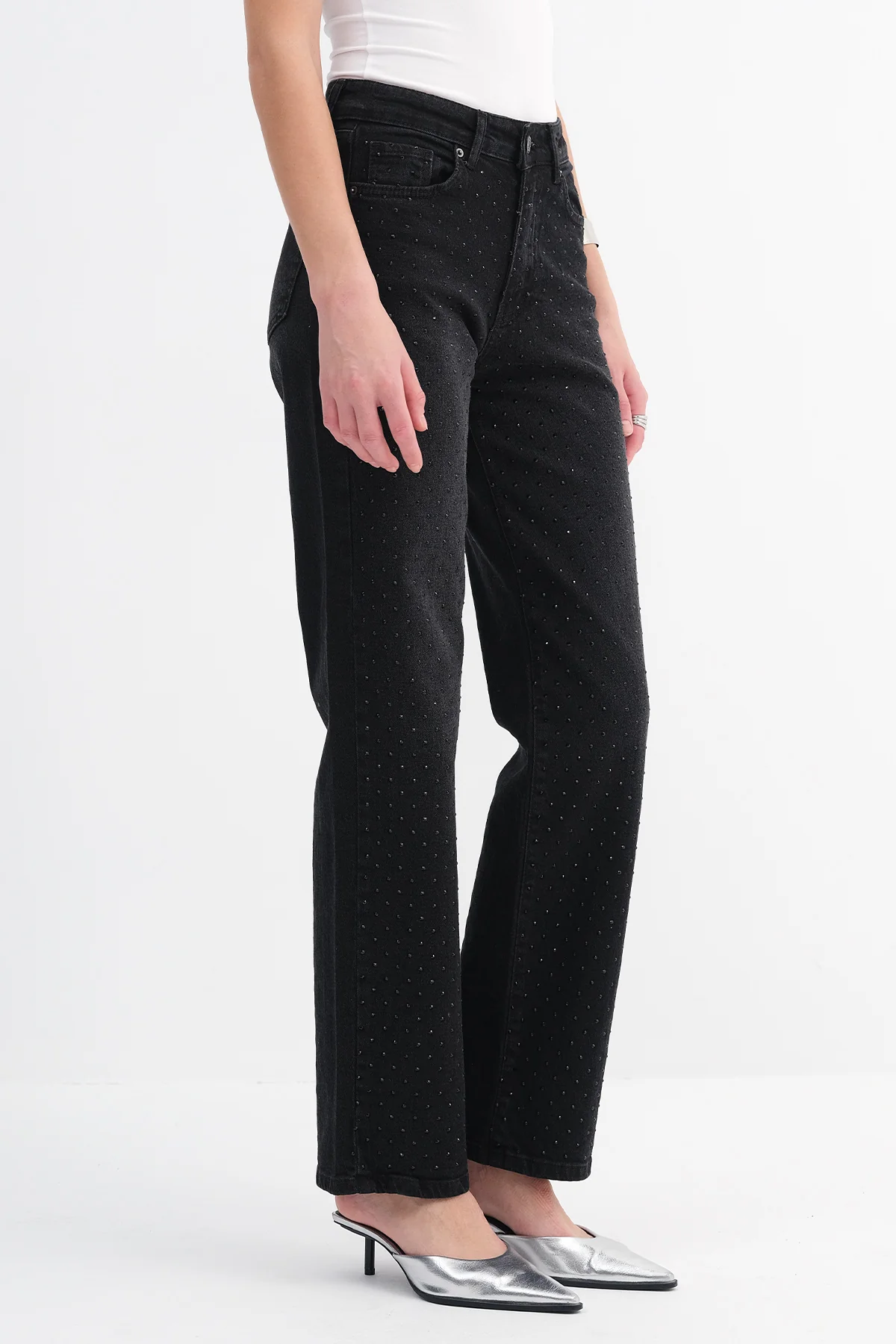 Rhinestone Wide Leg Jeans - Image 10