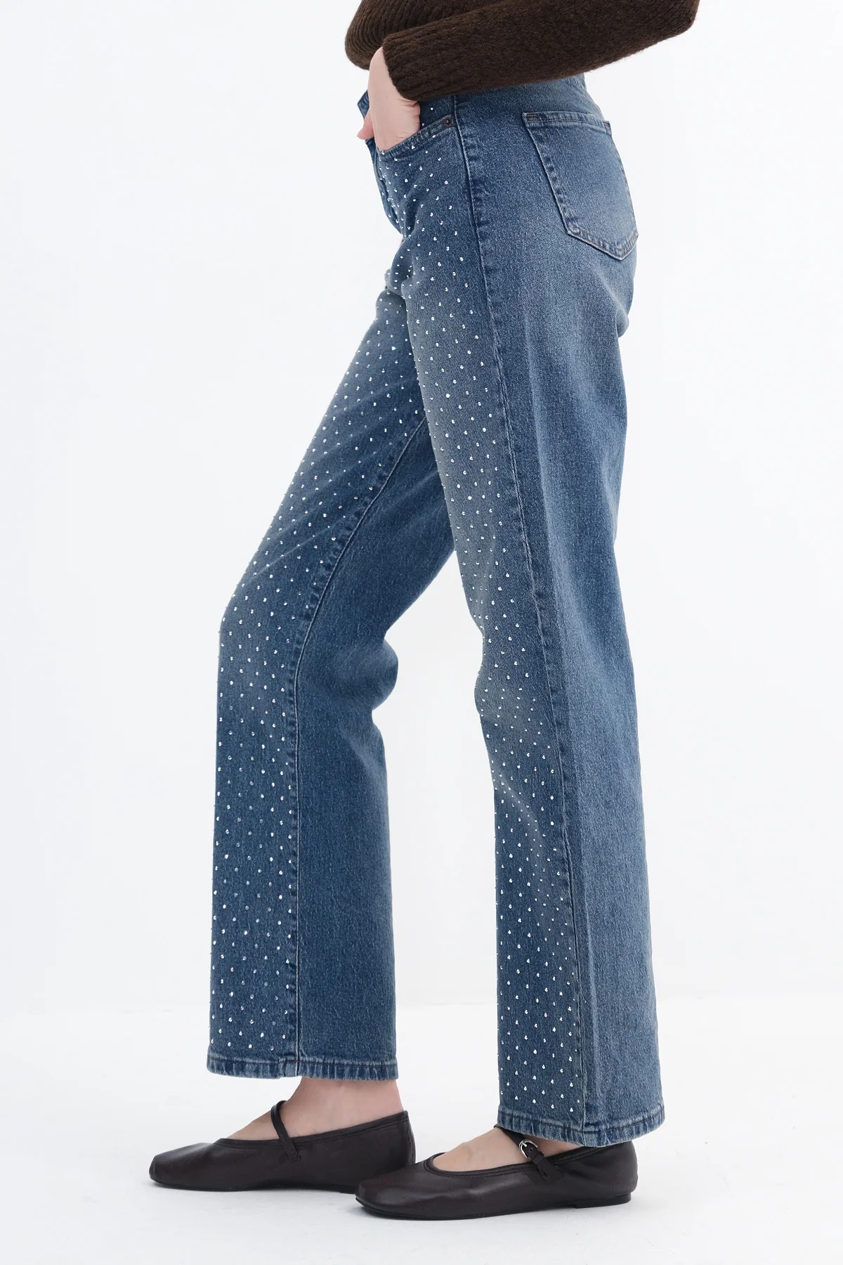 Rhinestone Wide Leg Jeans - Image 3