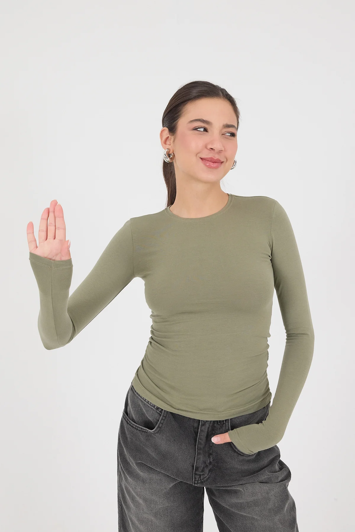 Round Neck Basic Blouse - Image 50