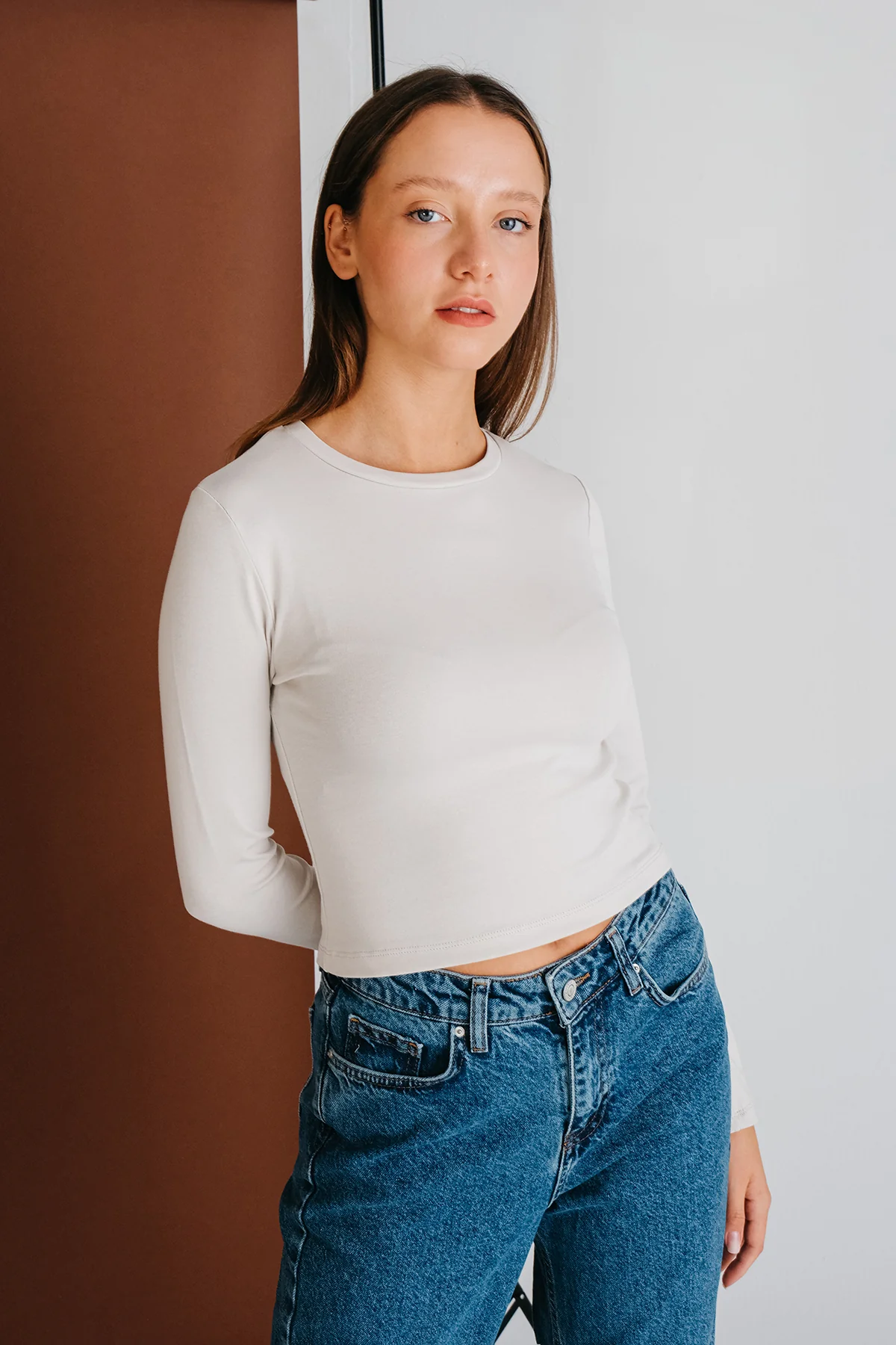 Round Neck Basic Crop Blouse - Image 48