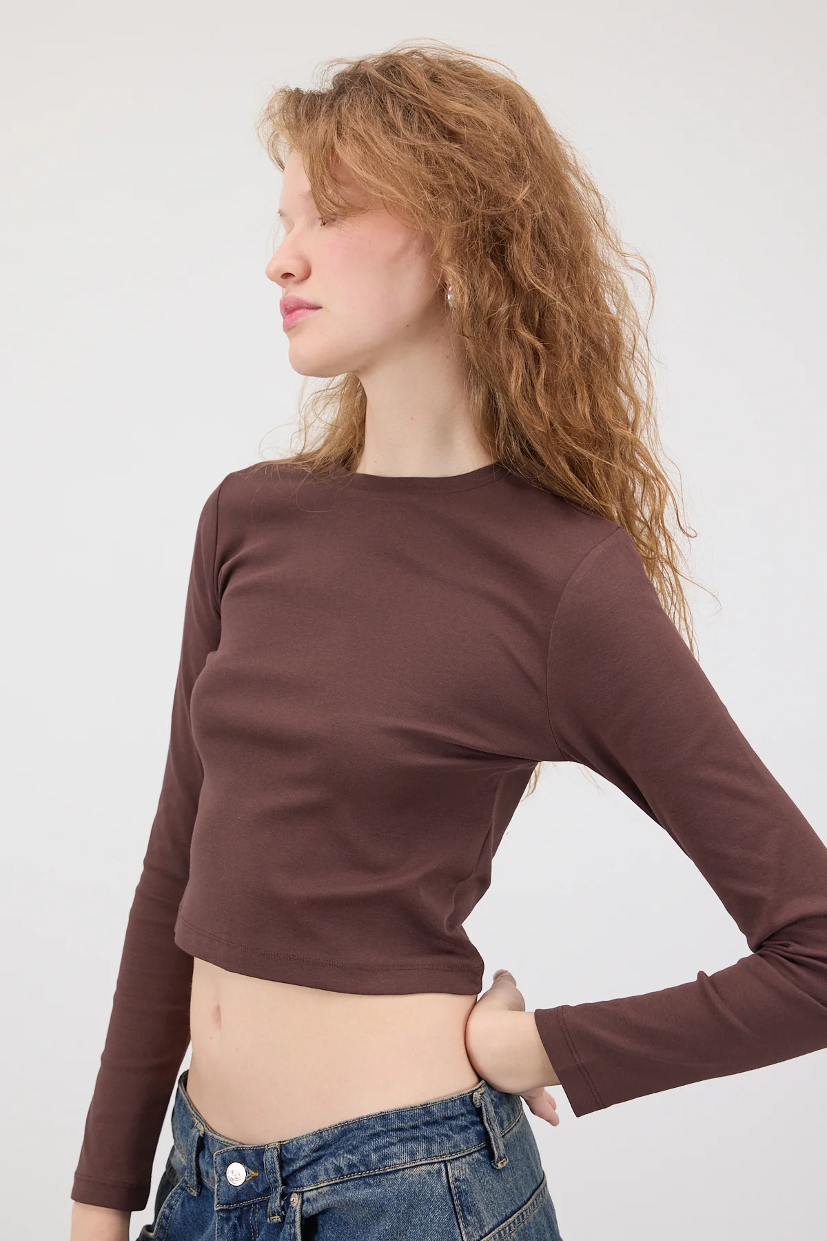 Round Neck Basic Crop Blouse - Image 6