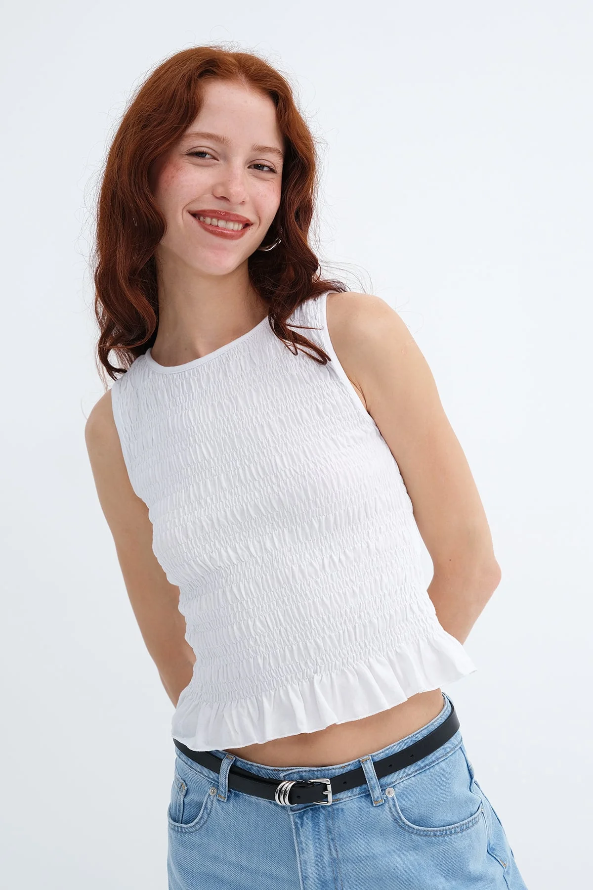 Ruched Sleeveless Blouse - Image 4