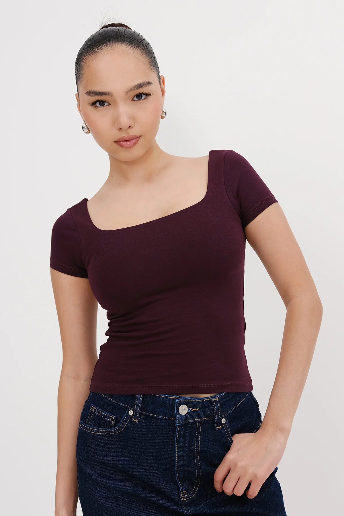 Square Neck Short Sleeve Blouse - Image 19