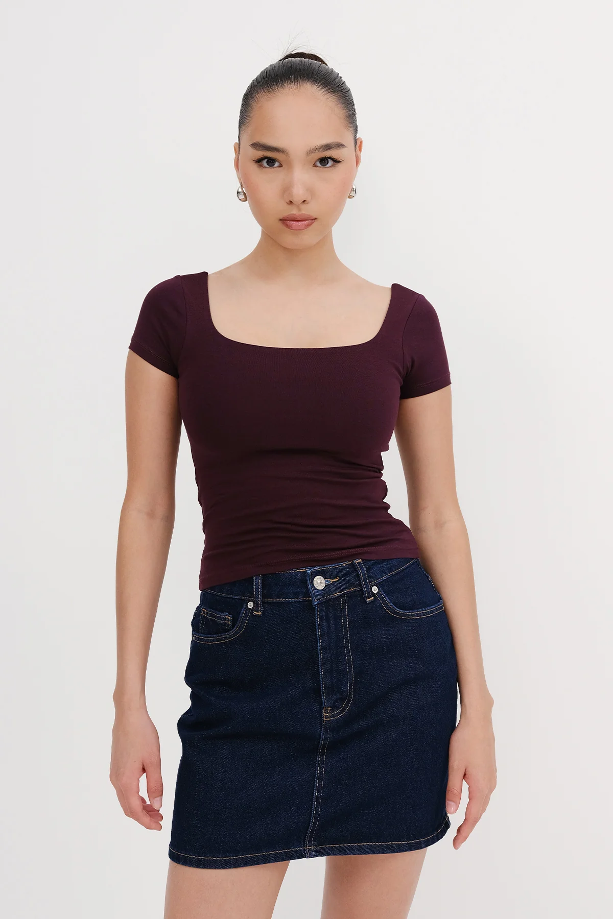Square Neck Short Sleeve Blouse - Image 24