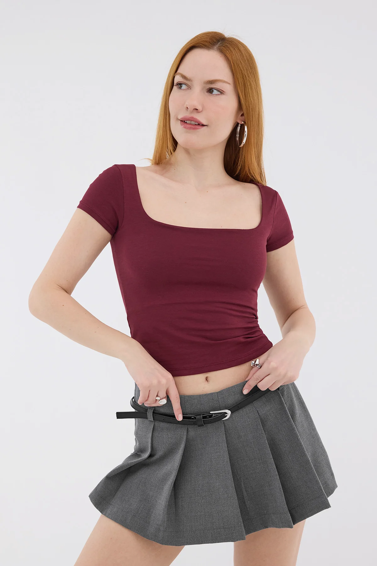 Square Neck Short Sleeve Blouse - Image 32