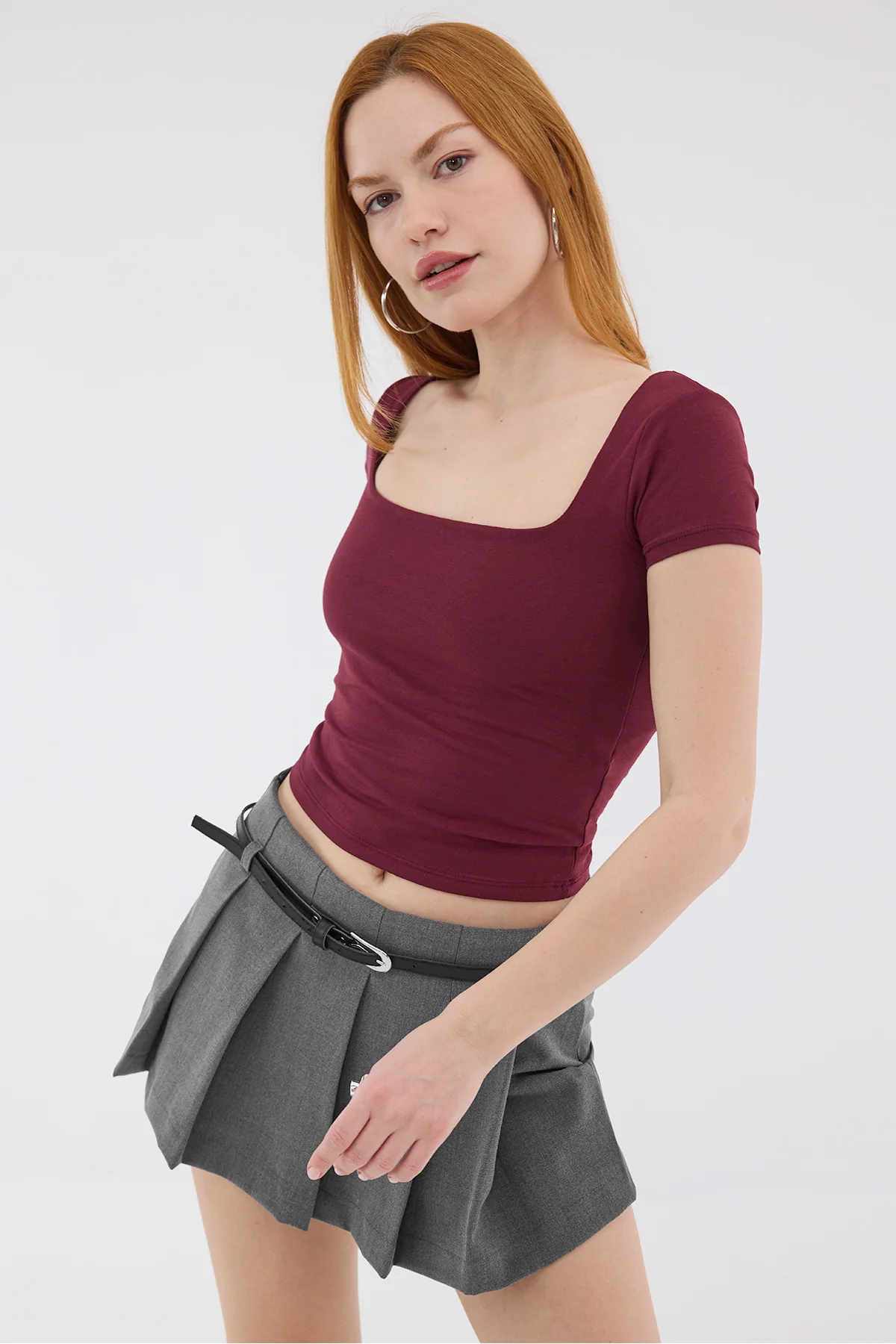 Square Neck Short Sleeve Blouse - Image 34