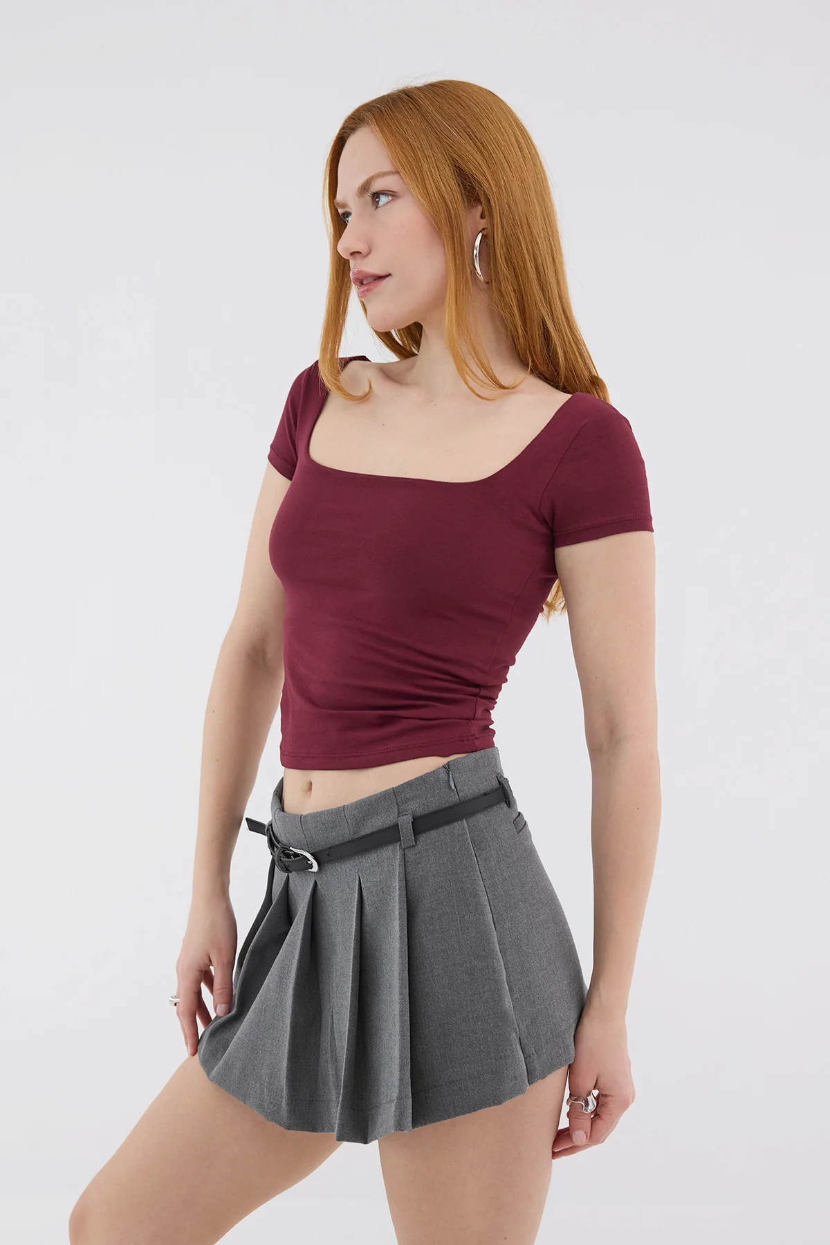 Square Neck Short Sleeve Blouse - Image 35