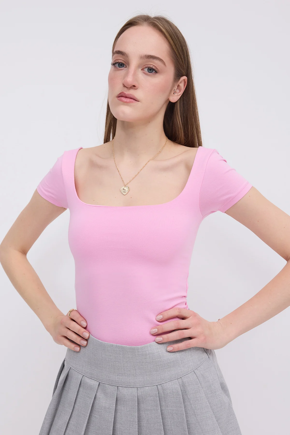Square Neck Short Sleeve Blouse - Image 40