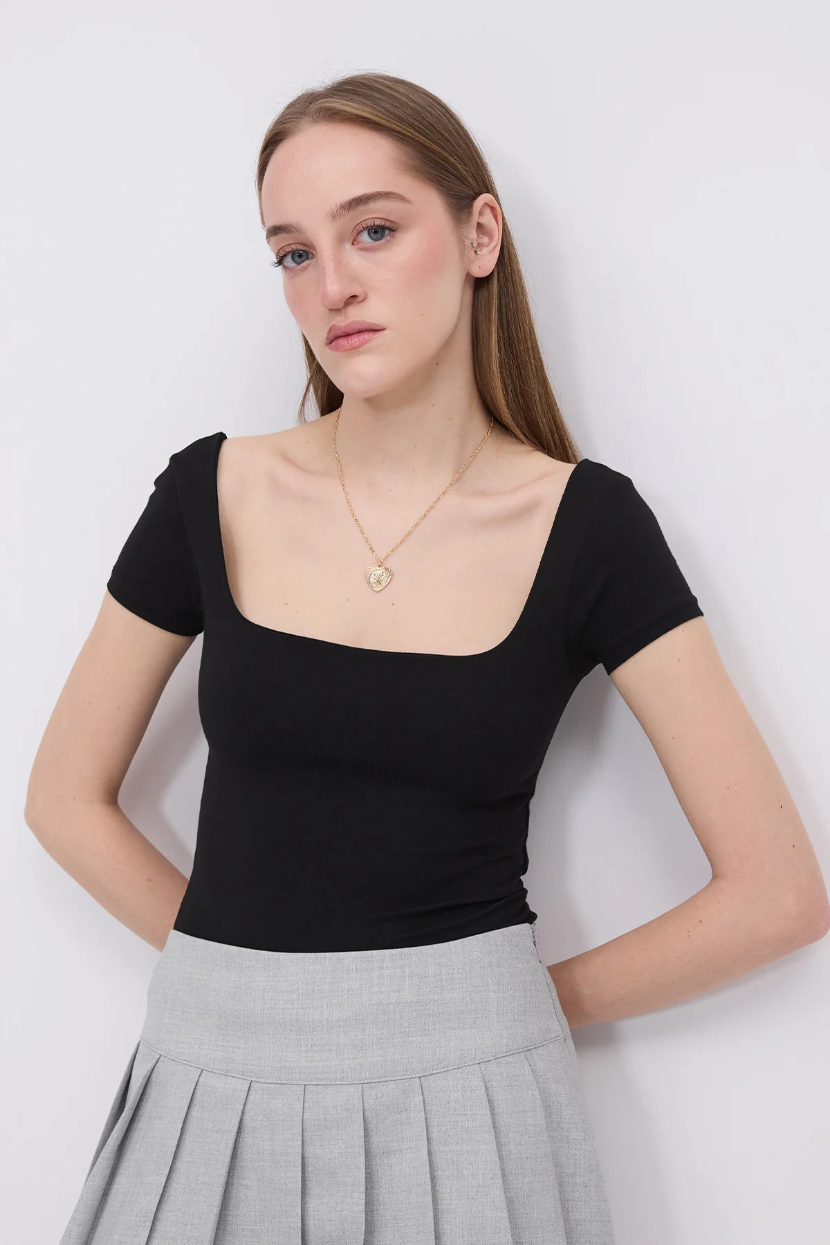 Square Neck Short Sleeve Blouse - Image 43