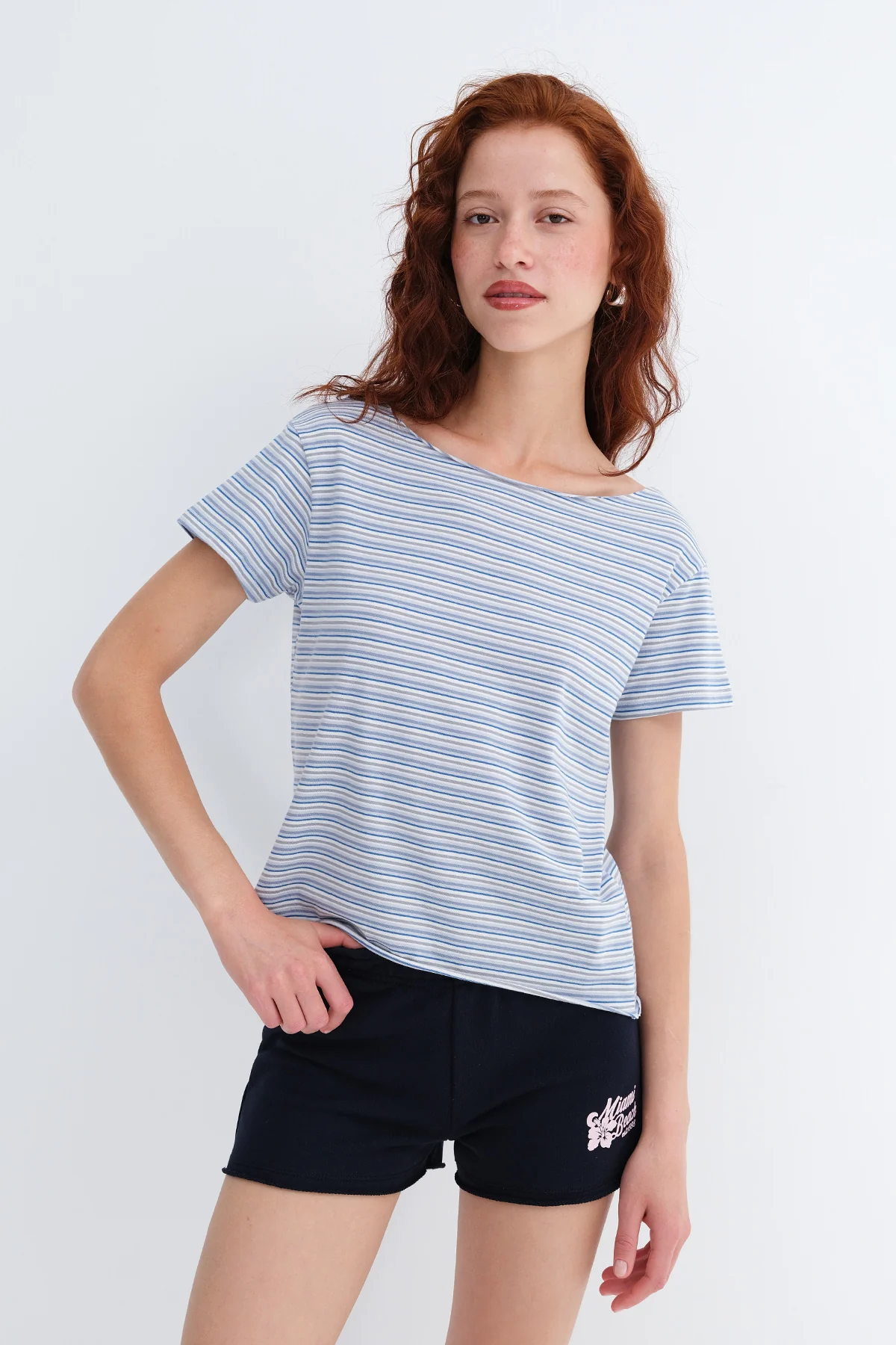 Striped Boat Neck T-Shirt - Image 4