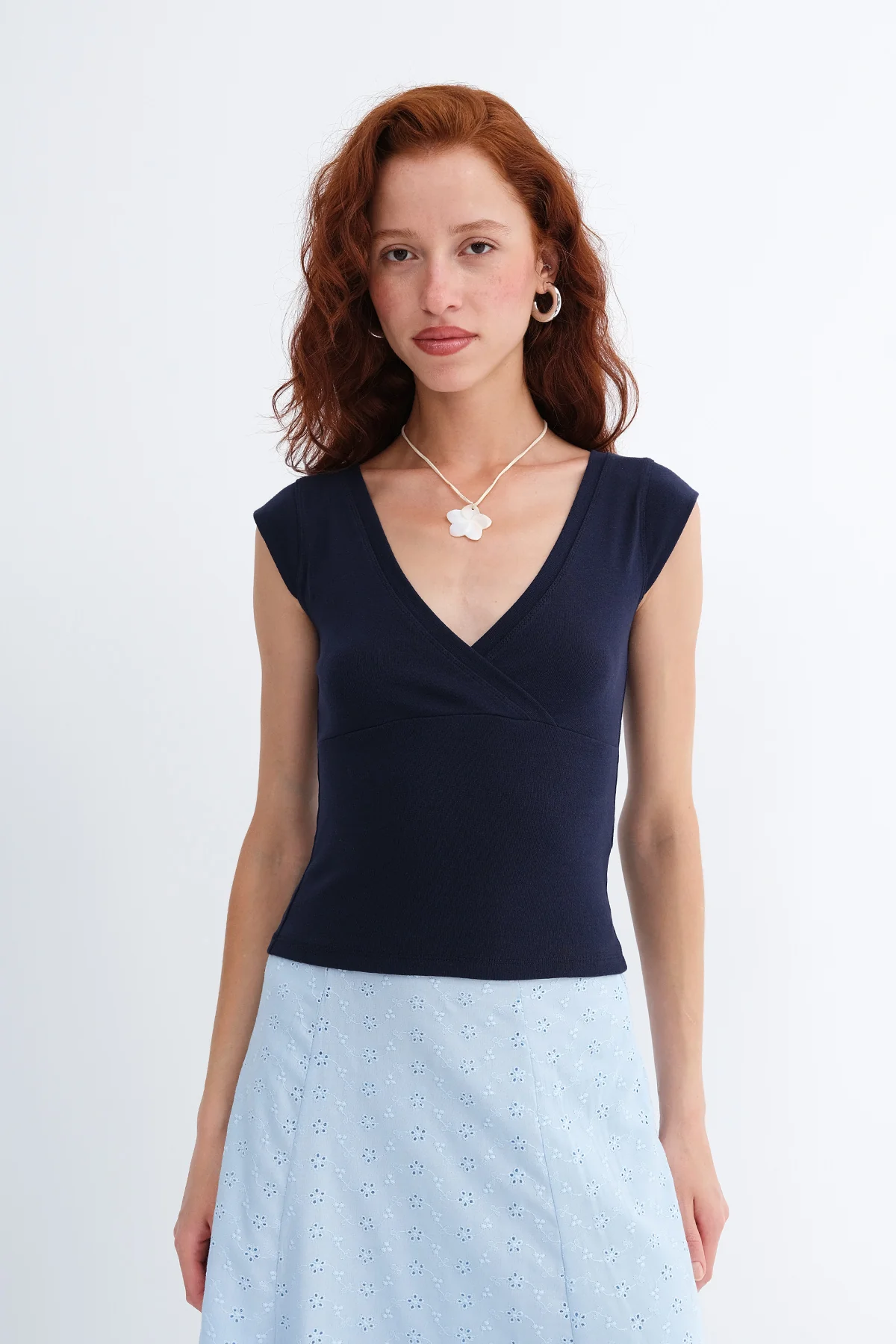 Surplice Neck Short Sleeve T-Shirt - Image 12