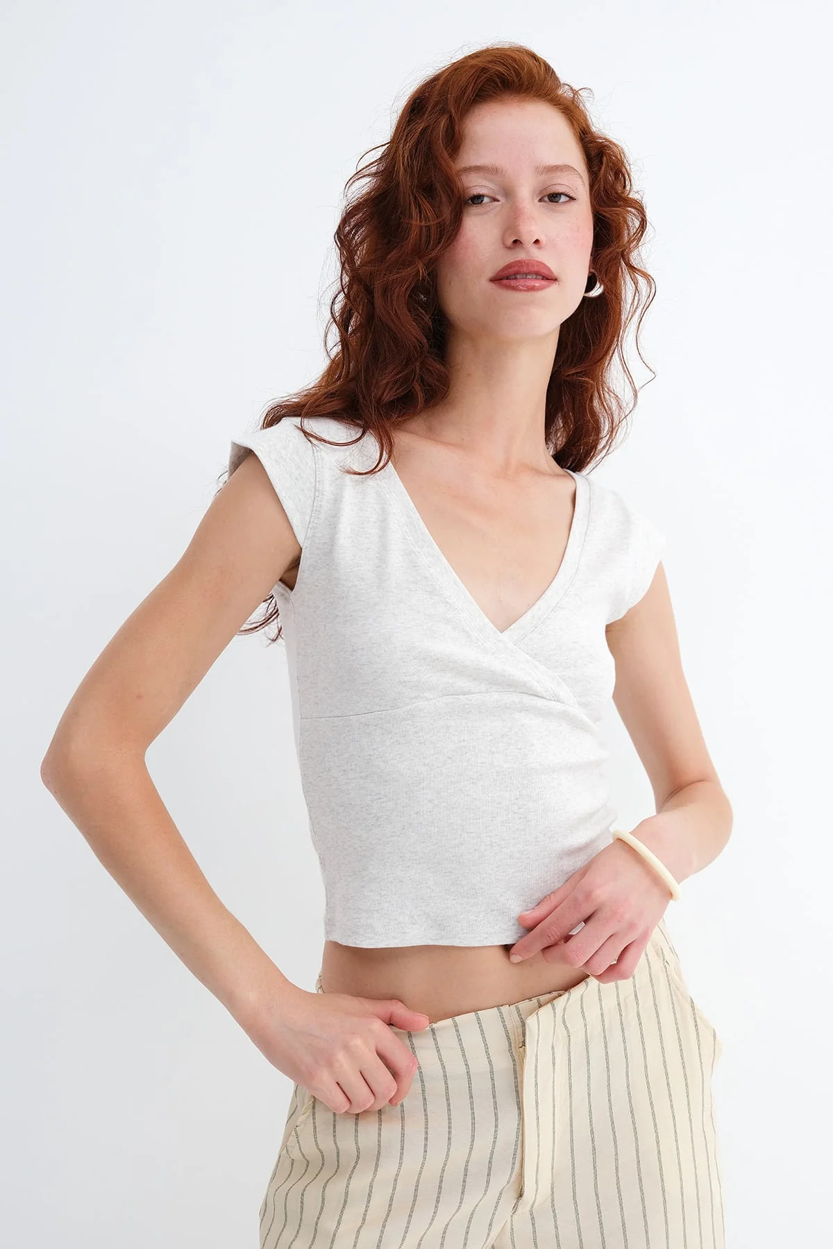 Surplice Neck Short Sleeve T-Shirt - Image 14