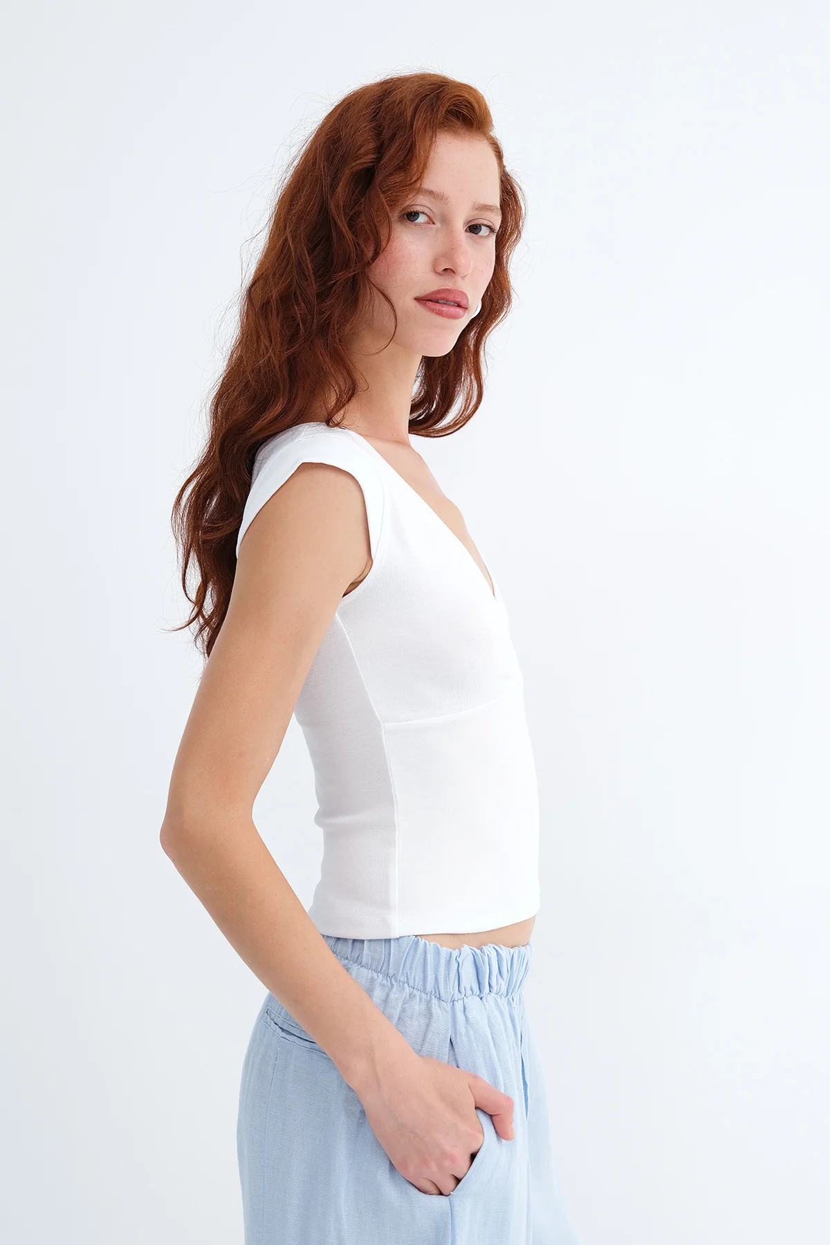 Surplice Neck Short Sleeve T-Shirt - Image 25