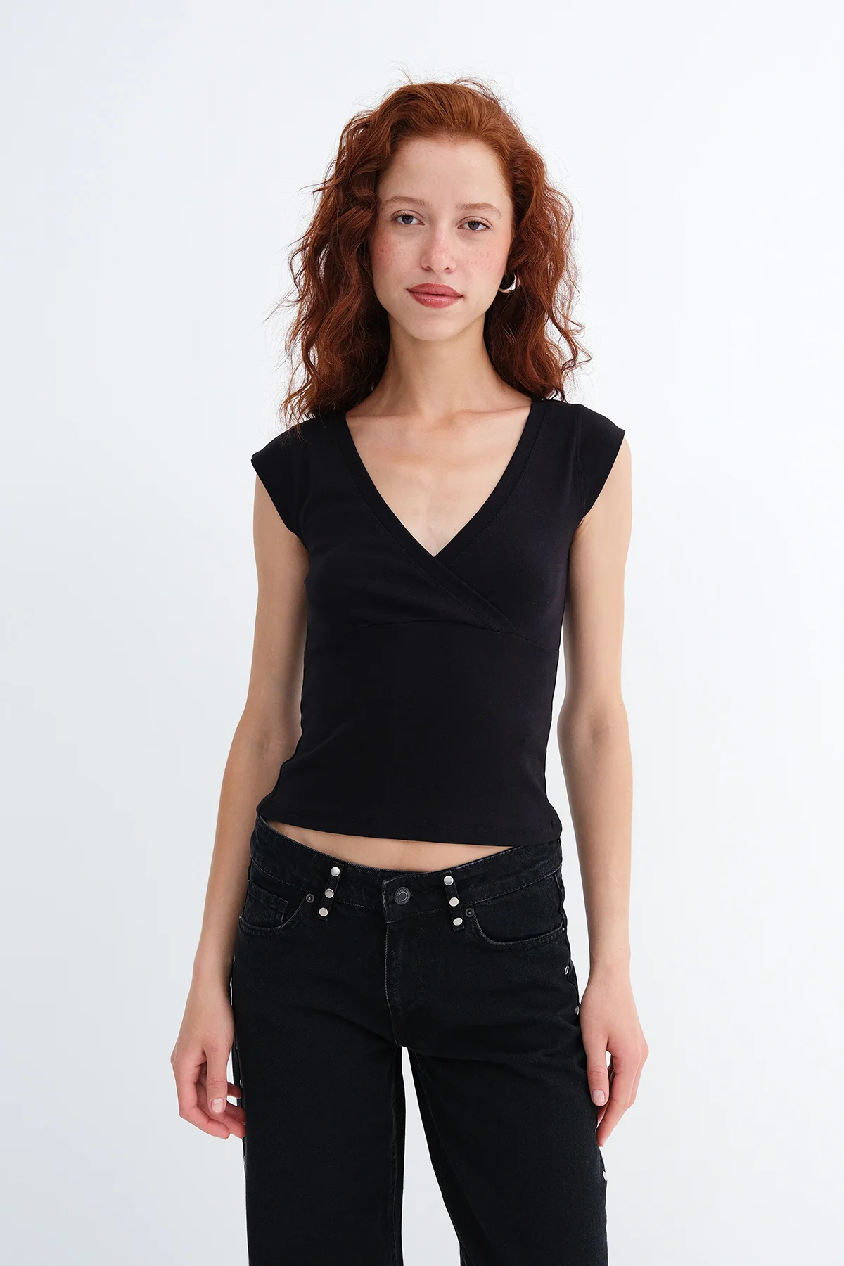 Surplice Neck Short Sleeve T-Shirt - Image 30