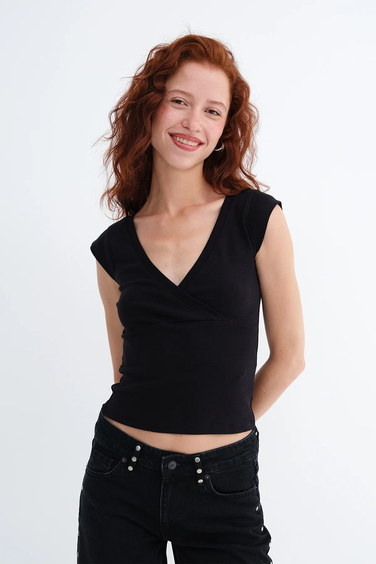 Surplice Neck Short Sleeve T-Shirt - Image 32