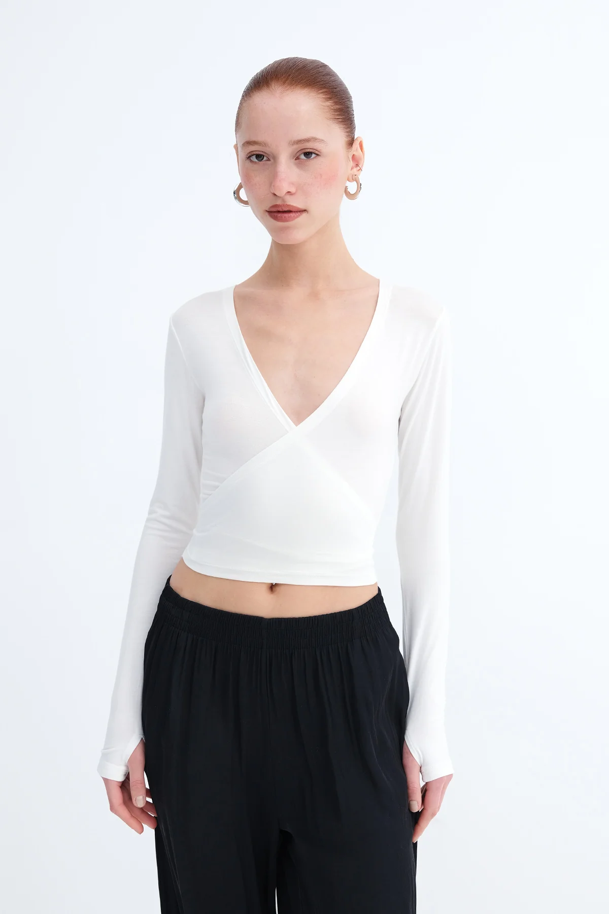 Tie Front Long Sleeve Blouse - Image 13