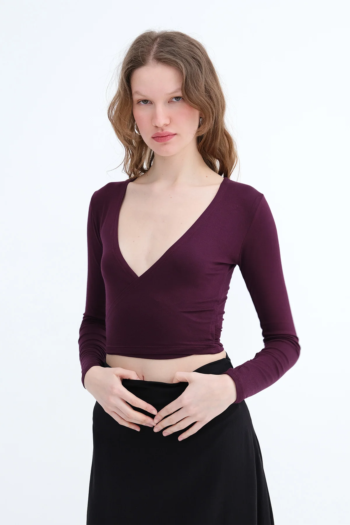 Tie Front Long Sleeve Blouse - Image 3