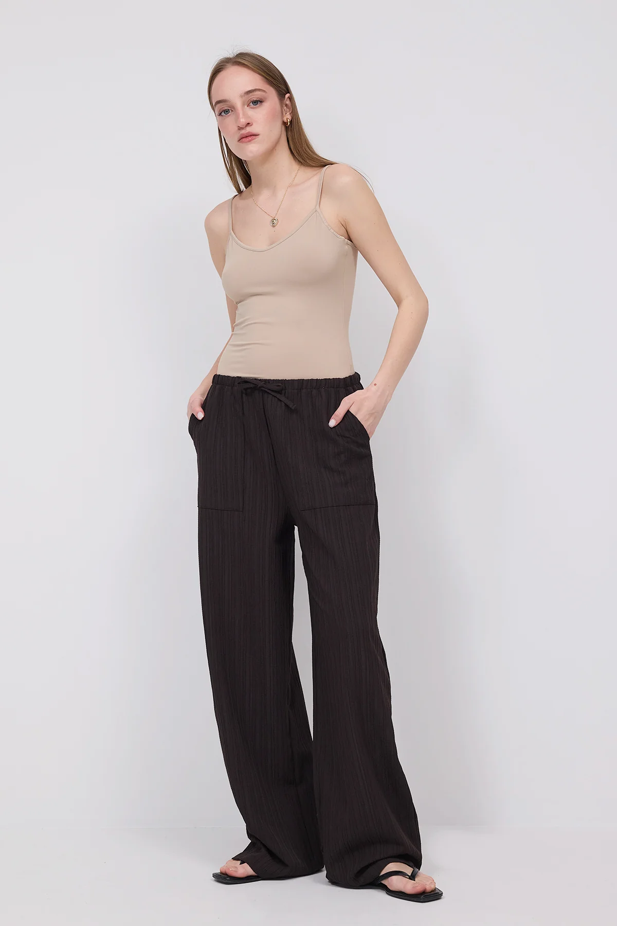 Wide Leg Trousers With Ties Detail - Image 14