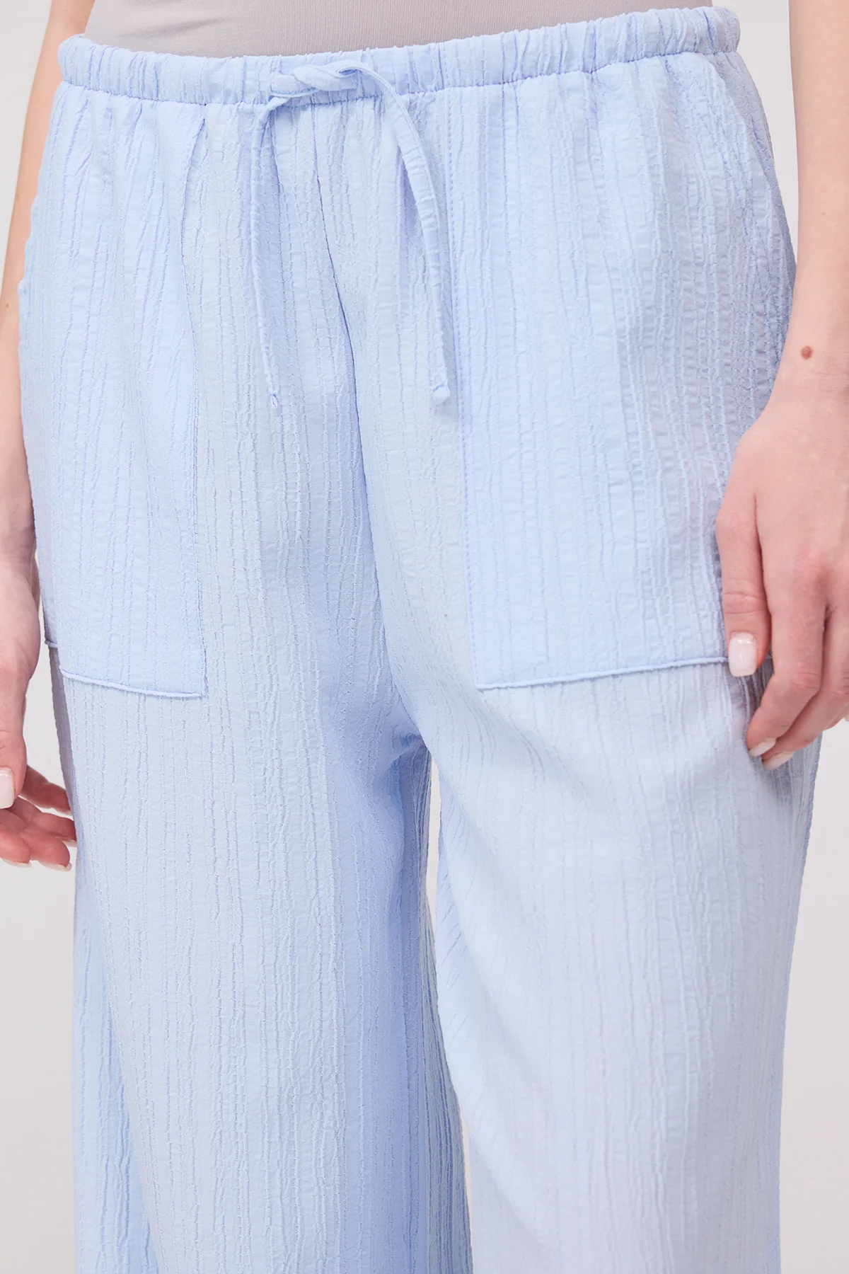 Wide Leg Trousers With Ties Detail - Image 3